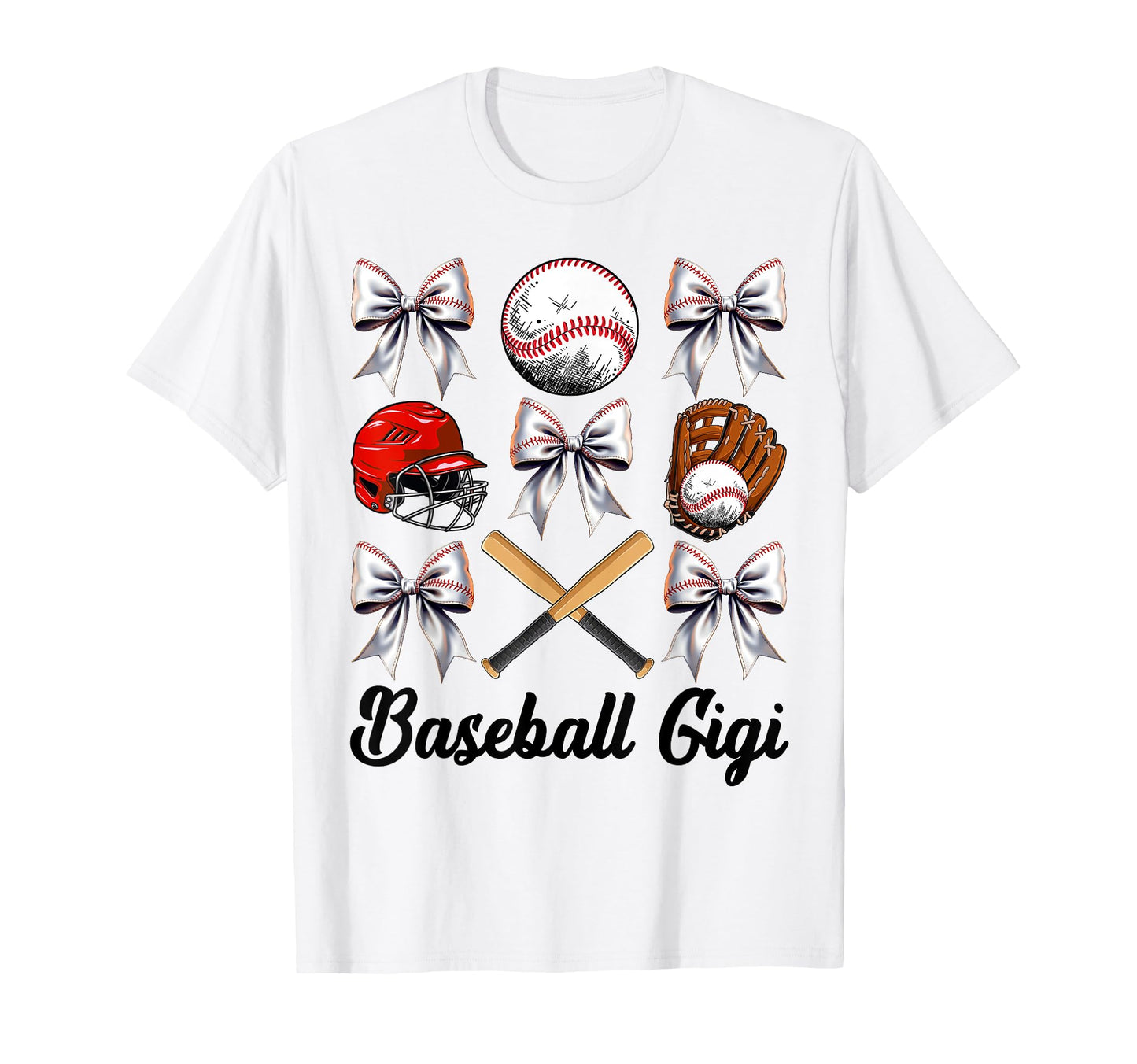 Baseball Gigi Bow Baseball Mom T-Shirt - Casual Everyday Wear for Adults - T-Shirt, Sweatshirt, Hoodie