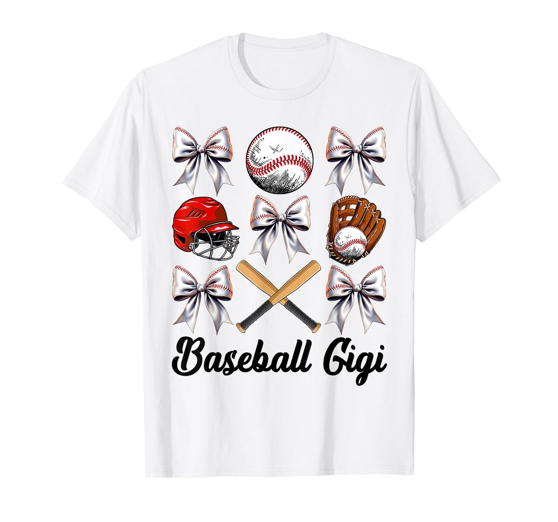 Baseball Gigi Bow Baseball Mom T-Shirt - Casual Everyday Wear for Adults - T-Shirt, Sweatshirt, Hoodie