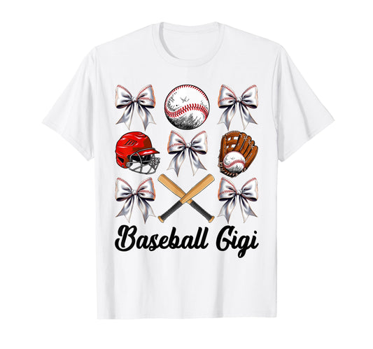 Baseball Gigi Bow Baseball Mom T-Shirt - Casual Everyday Wear for Adults - T-Shirt, Sweatshirt, Hoodie