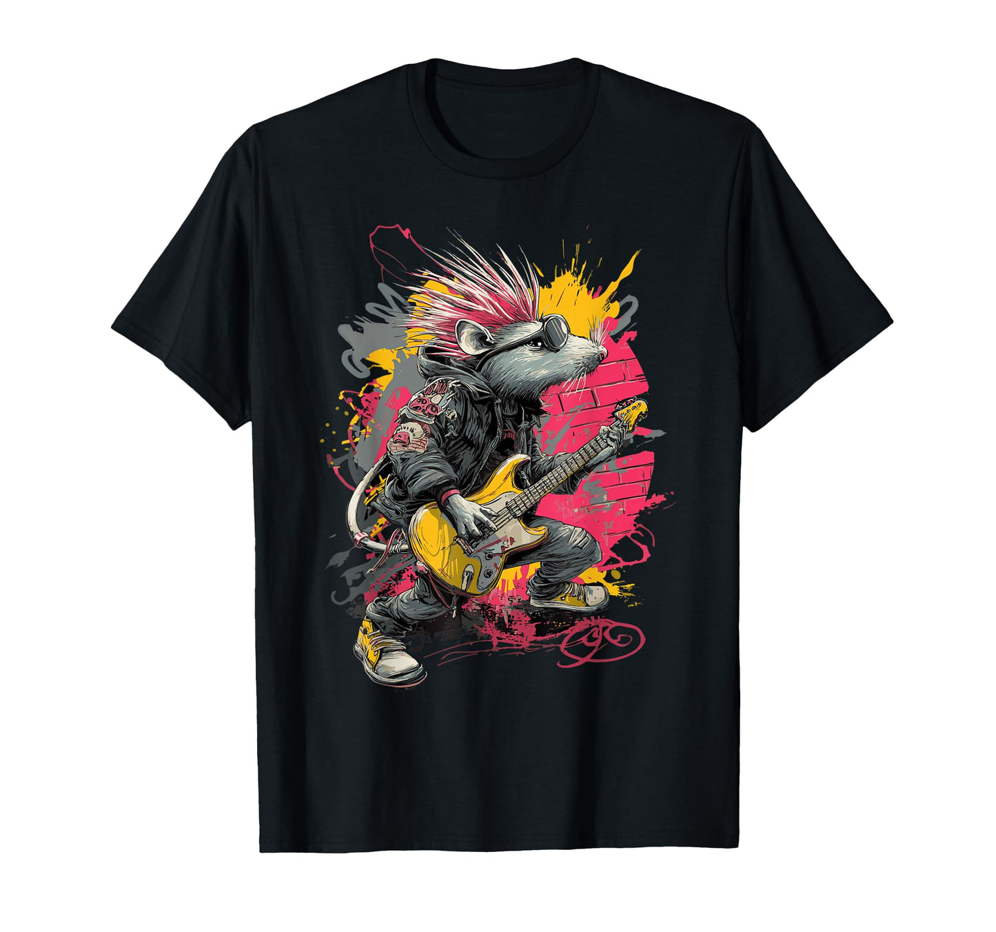 Punk Rat Guitar Rock Animal Art Street T-Shirt - Trendy Graphic for Adults - T-Shirt, Sweatshirt, Hoodie