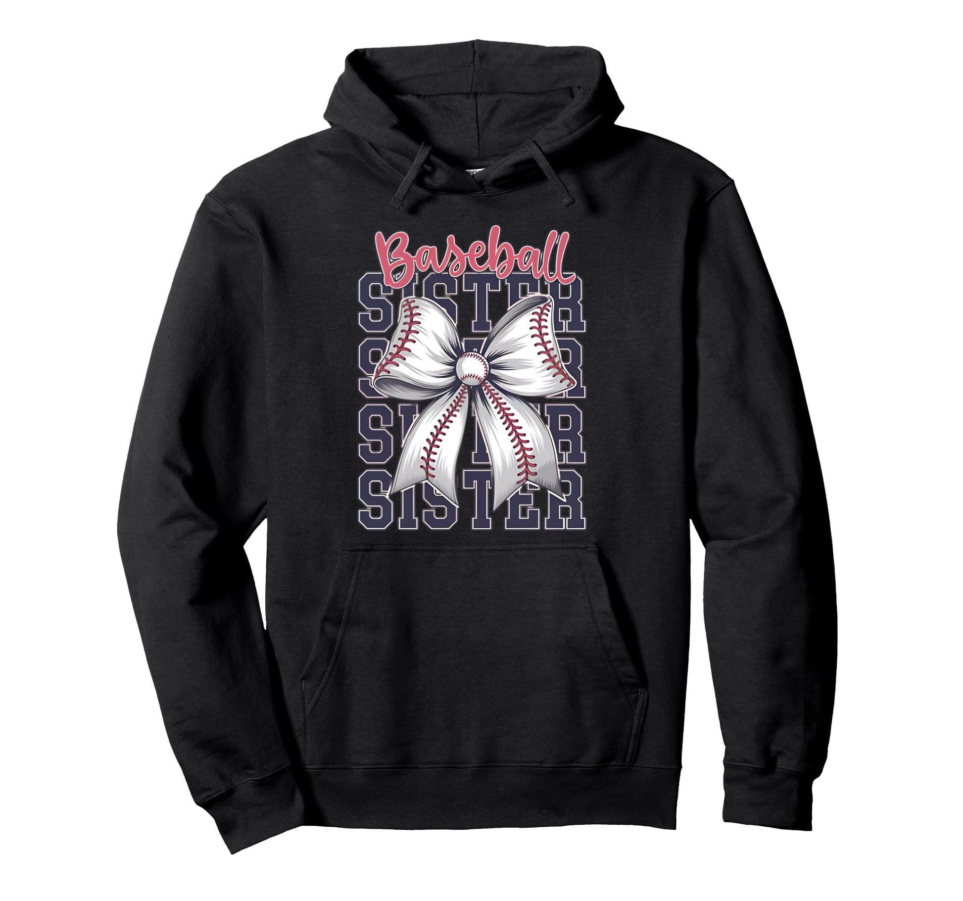 Baseball Sister Coquette Bow Hoodie - Custom Art Print Men Women - T-Shirt, Sweatshirt, Hoodie