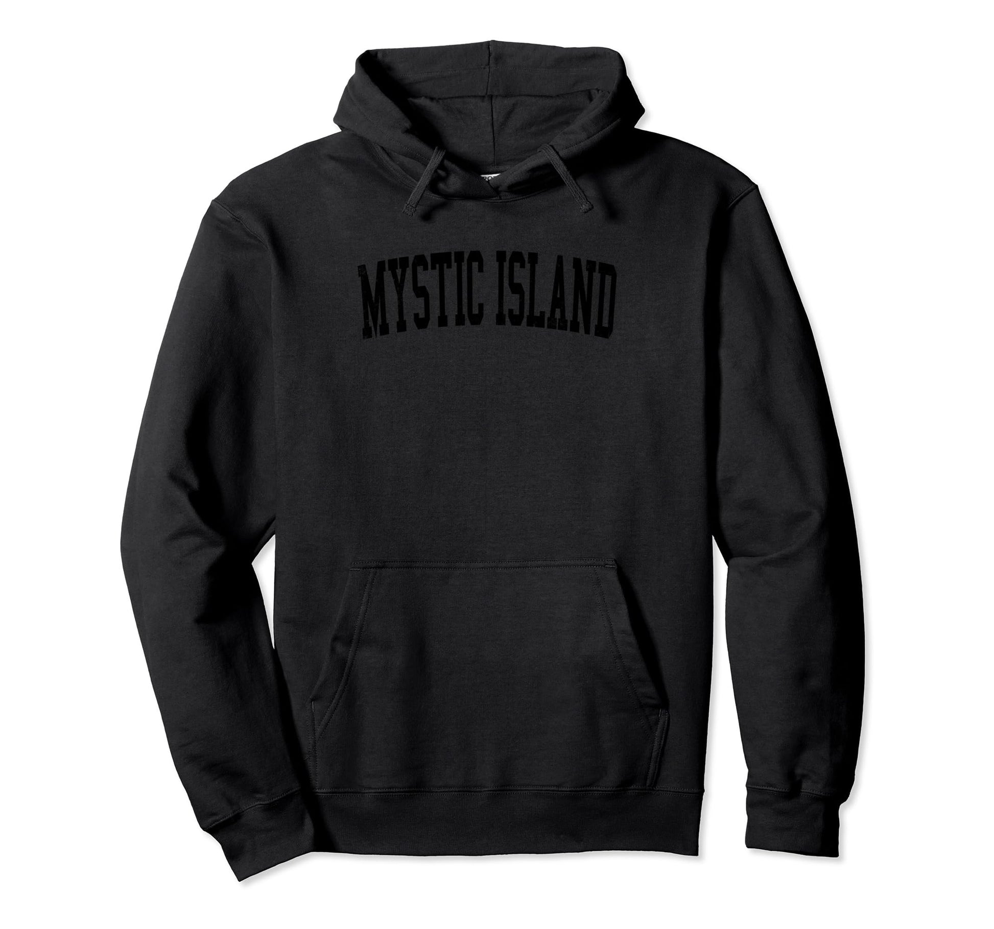 Mystic Island Nj Distressed Black Hoodie - Custom Art Print Men Women - T-Shirt, Sweatshirt, Hoodie
