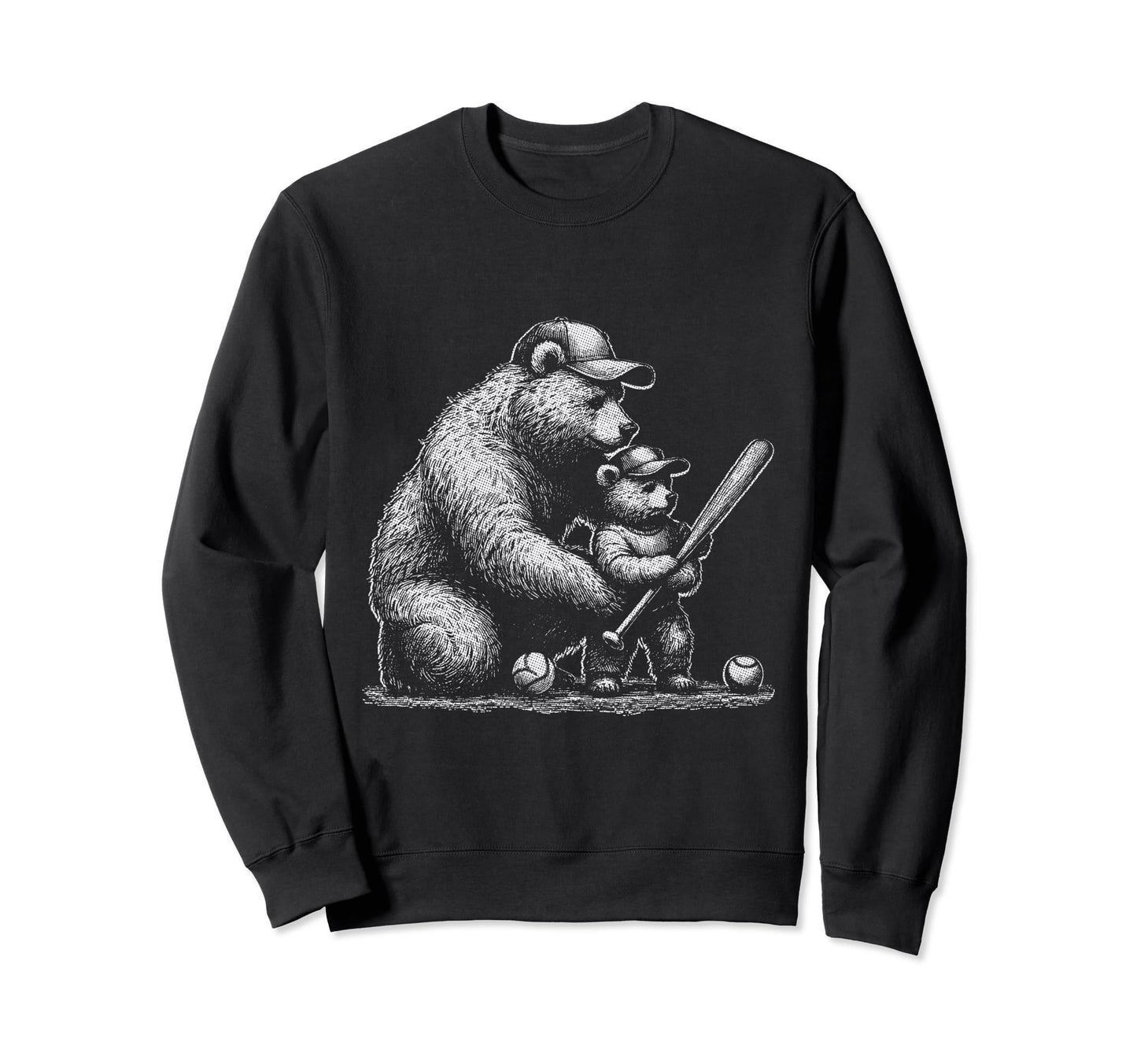 Dad Funny Baseball Bear Dad And Son Sweatshirt - Trendy Graphic Men Women - T-Shirt, Sweatshirt, Hoodie