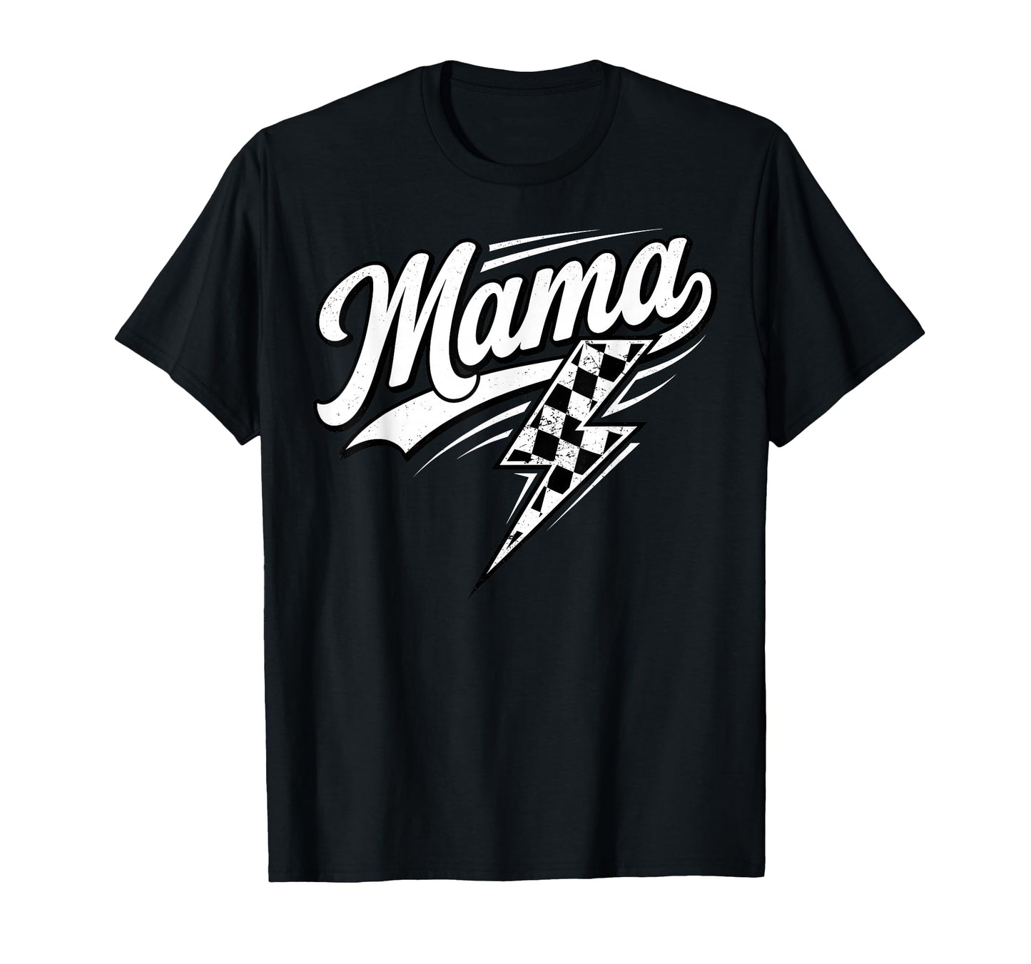 Mama Lightning Bolt Checkered Varsity T-Shirt - Novelty Apparel for Adults - T-Shirt, Sweatshirt, Hoodie