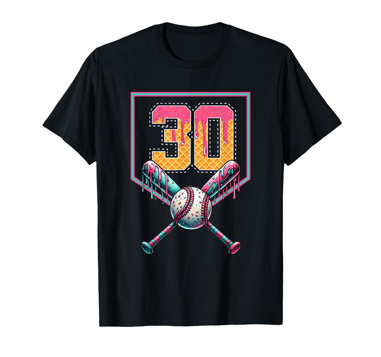 Baseball Drip Number 30 Player T-Shirt - Casual Everyday Wear for Adults - T-Shirt, Sweatshirt, Hoodie