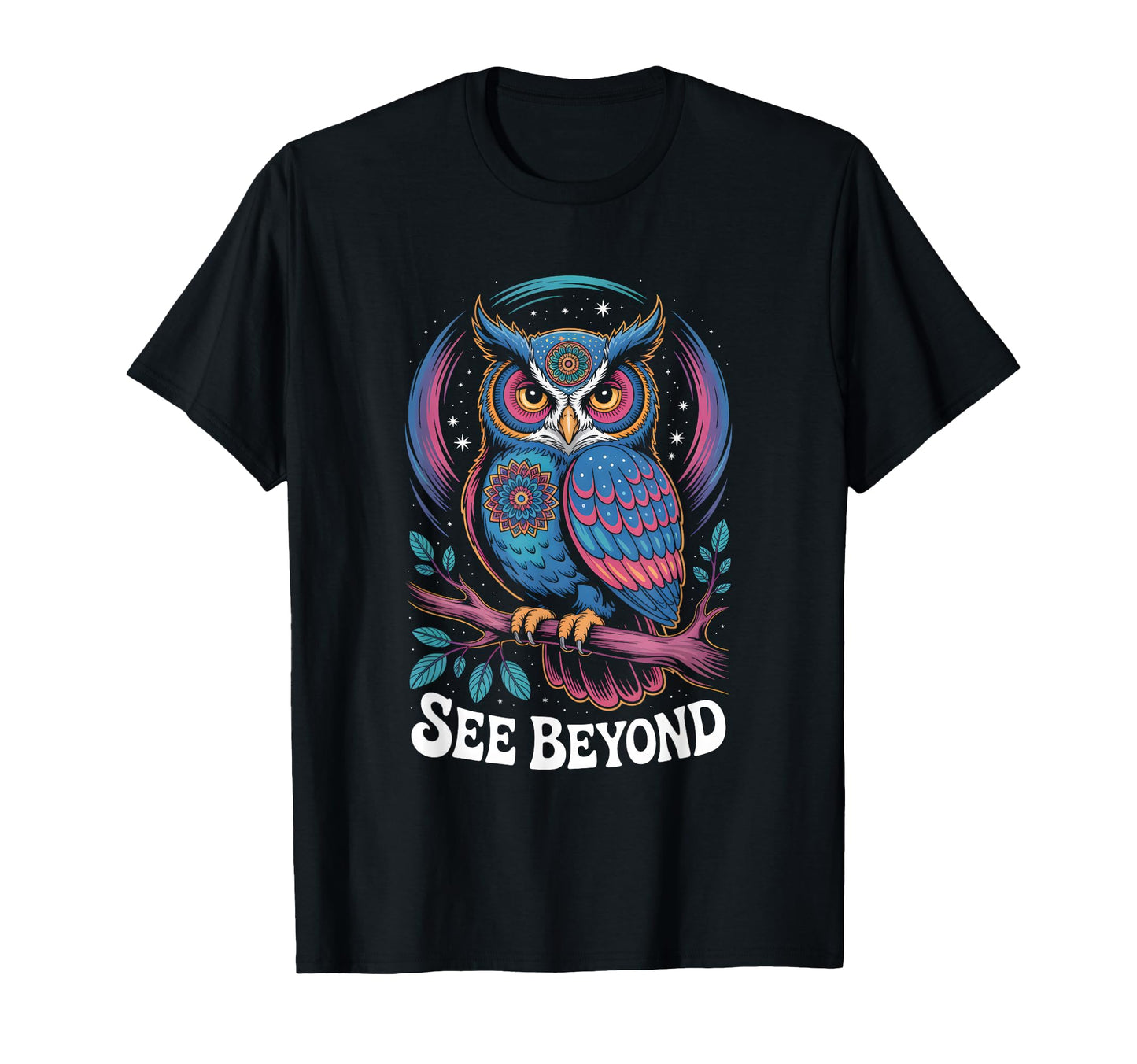 See Beyond Psychedelic Eye Hippie Owl T-Shirt - Graphic Print for Adults - T-Shirt, Sweatshirt, Hoodie