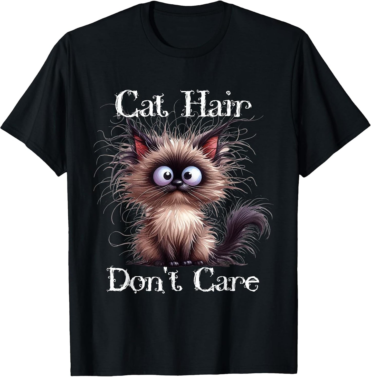 Cute Siamese Cat Hair Don't Care Funny Pet Lover - Adult & Kids T-Shirts, Sweatshirts & Hoodies apparel design preview 1