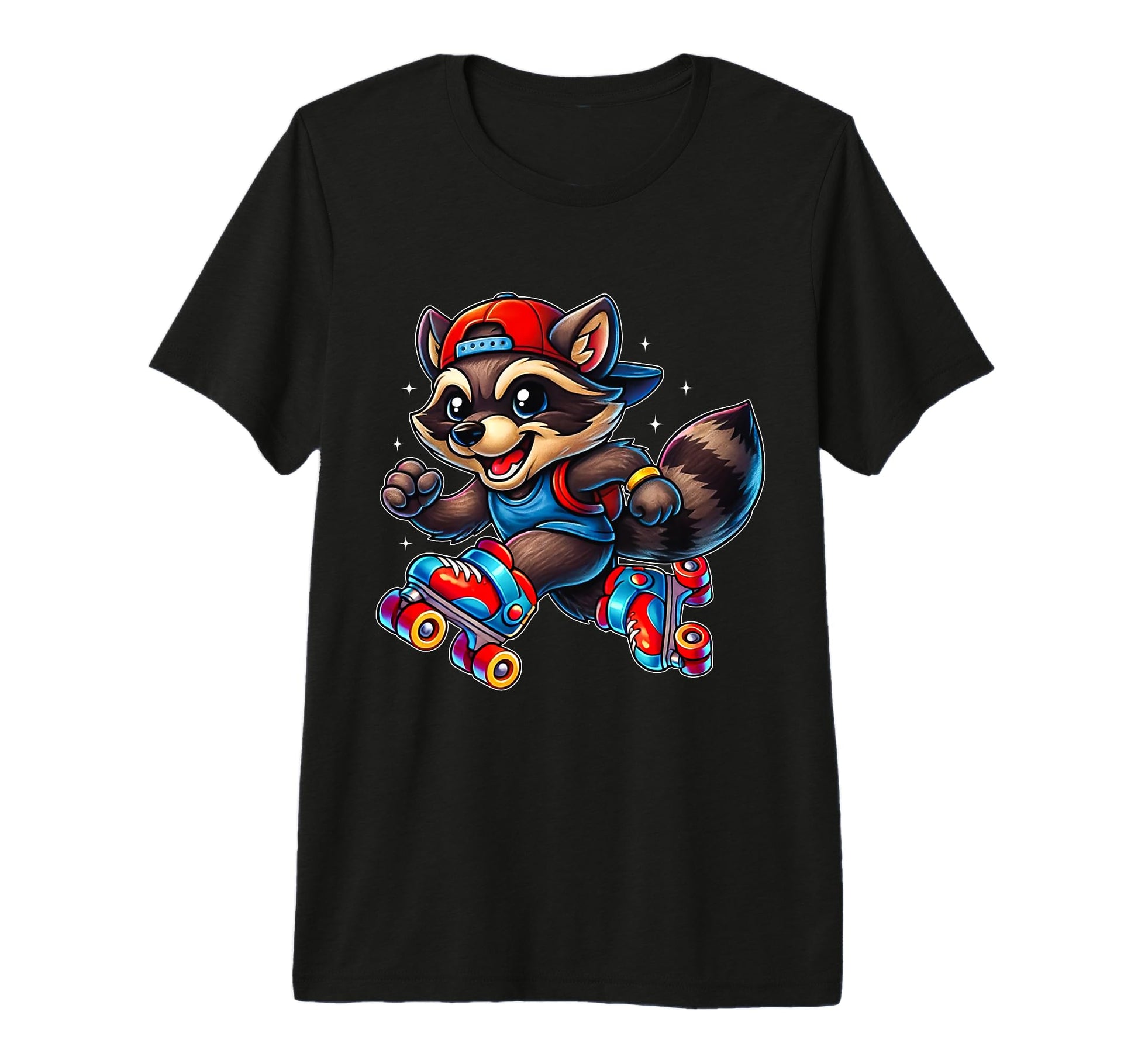 Funny Raccoon Roller Skates Skater T-Shirt - Minimalist Print Men Women - T-Shirt, Sweatshirt, Hoodie