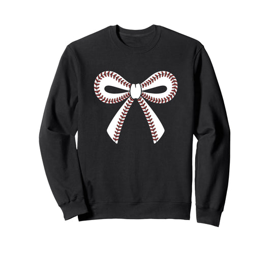 Baseball Bow Baseball Mom Mama Sweatshirt - Aesthetic Graphic Men Women - T-Shirt, Sweatshirt, Hoodie