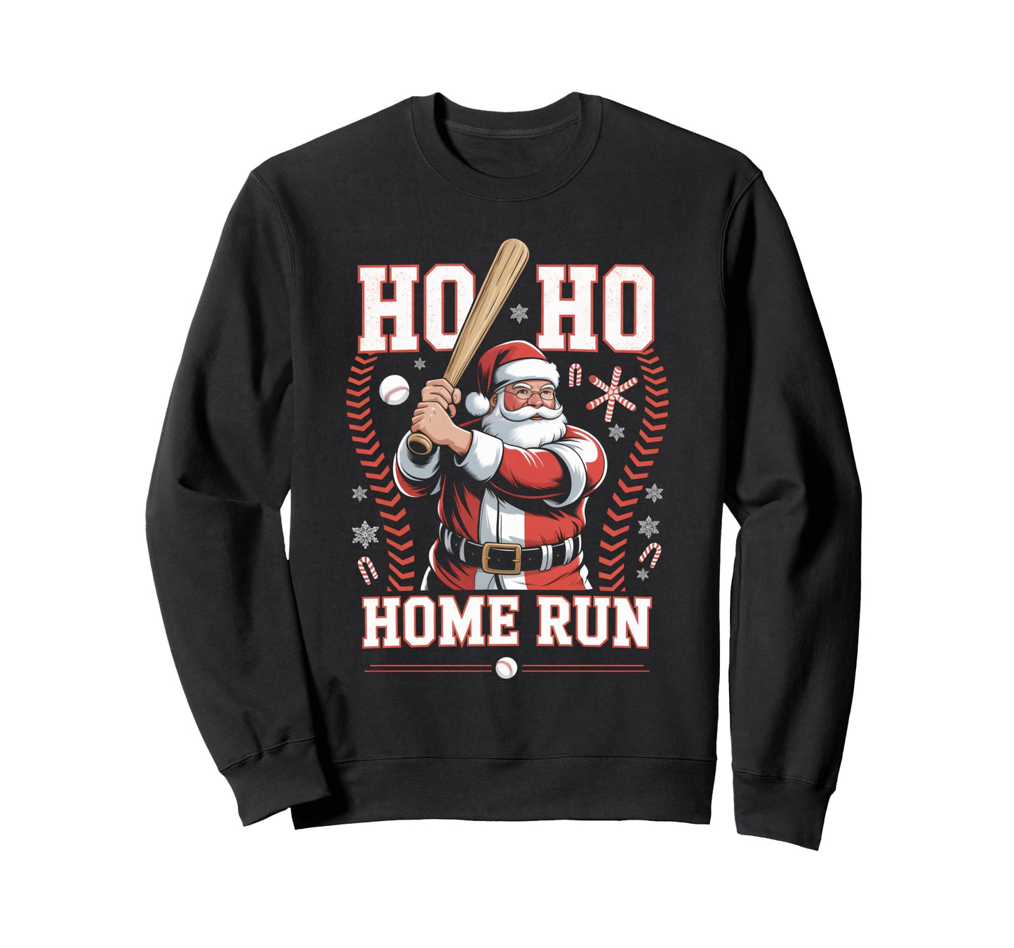 Ho Ho Home Run Baseball Funny Sweatshirt - Graphic Print for Adults - T-Shirt, Sweatshirt, Hoodie
