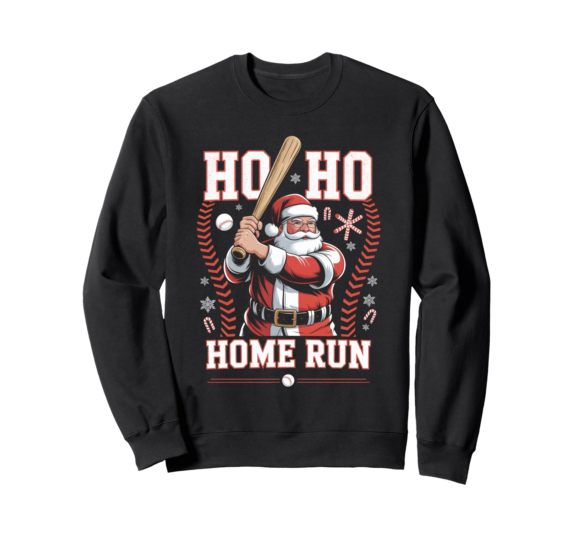 Ho Ho Home Run Baseball Funny Sweatshirt - Graphic Print for Adults - T-Shirt, Sweatshirt, Hoodie