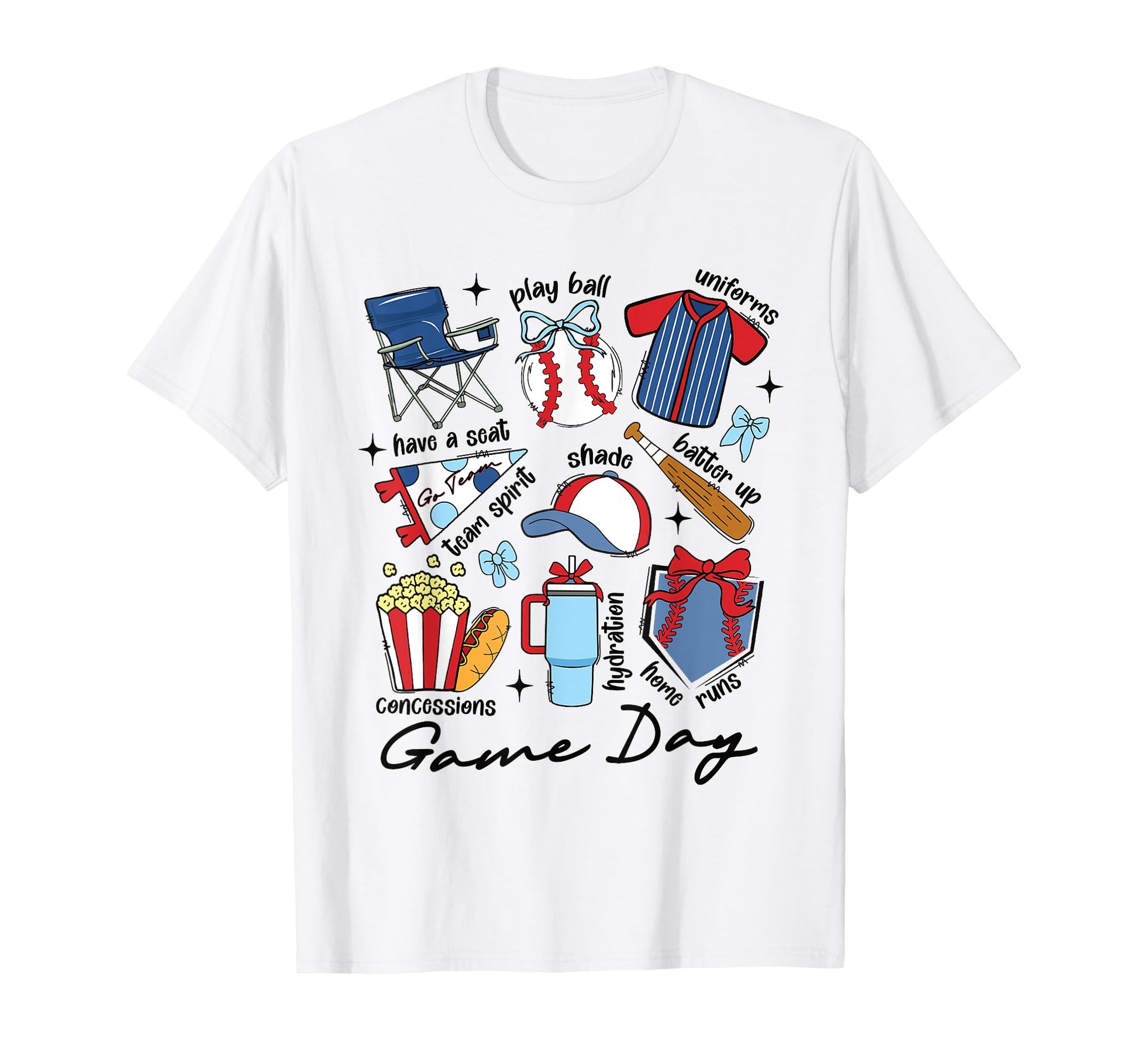 Game Day Baseball Sports Doodle Home T-Shirt - Novelty Apparel Men Women - T-Shirt, Sweatshirt, Hoodie