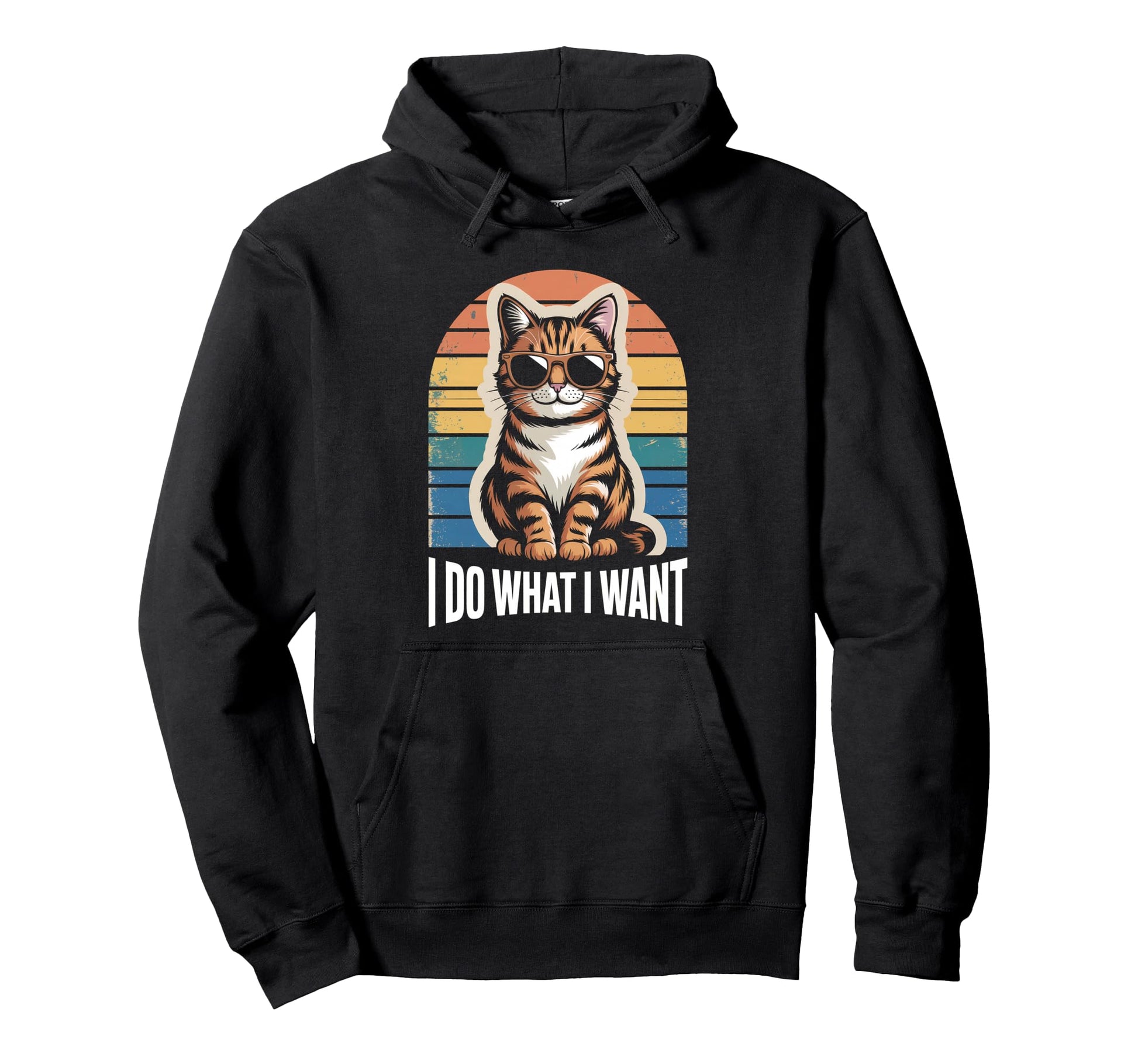 Do What I Want Sunglasses Cat Sunset Hoodie - Fun Novelty Design Men Women - T-Shirt, Sweatshirt, Hoodie