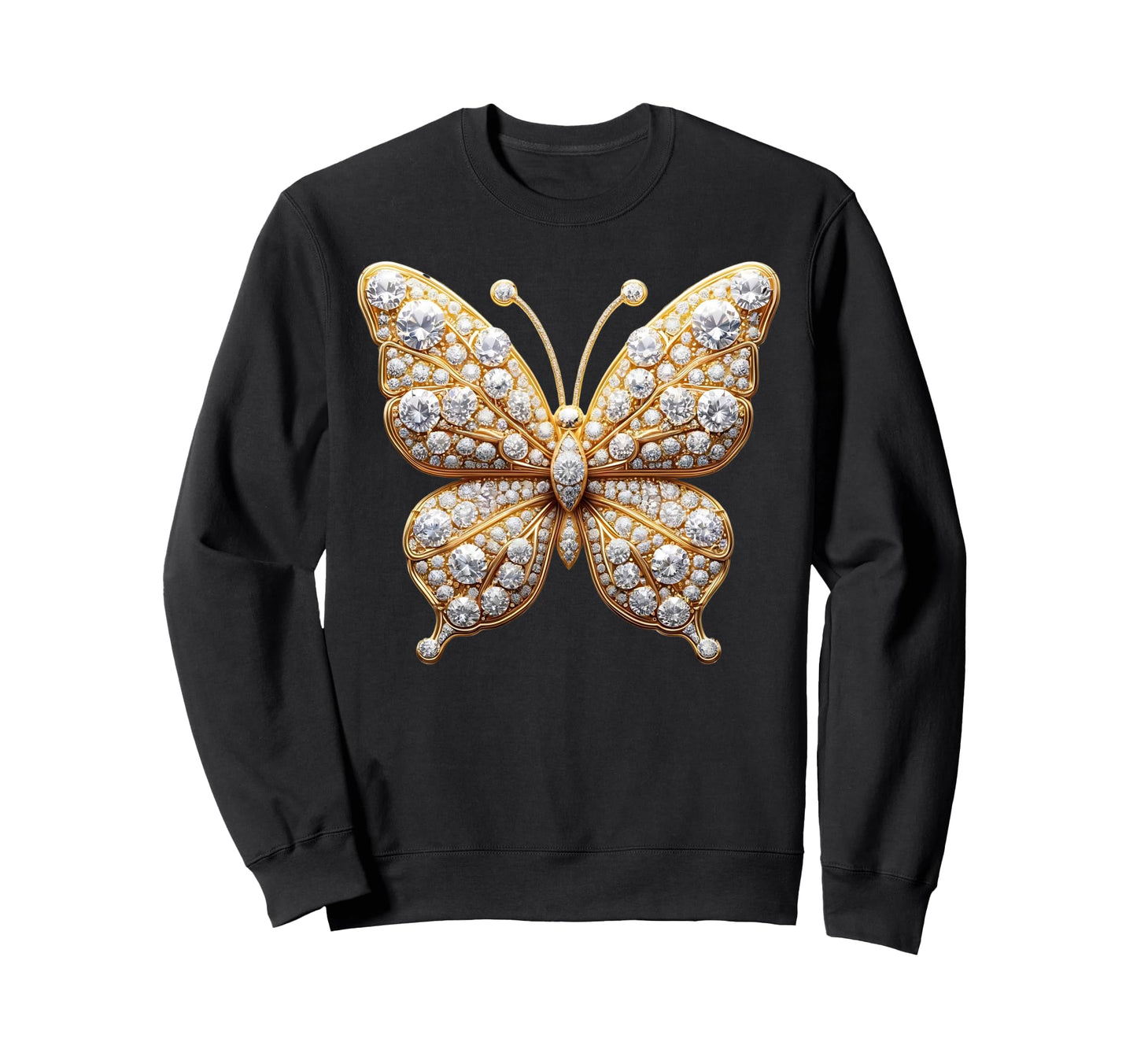 Butterfly Radiance Diamond Elegance Sweatshirt - Unique Graphic Unisex - T-Shirt, Sweatshirt, Hoodie