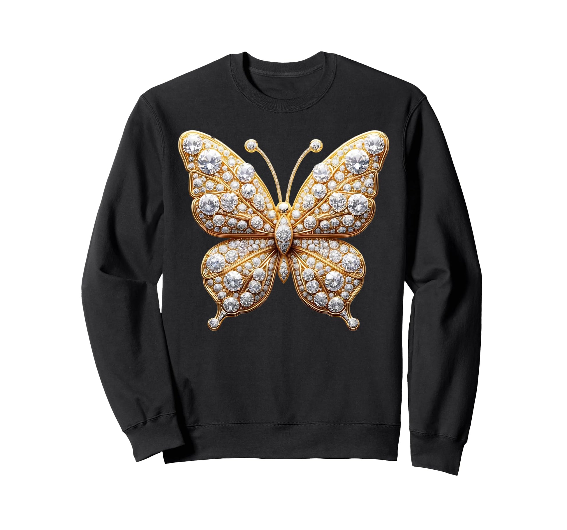 Butterfly Radiance Diamond Elegance Sweatshirt - Unique Graphic Unisex - T-Shirt, Sweatshirt, Hoodie