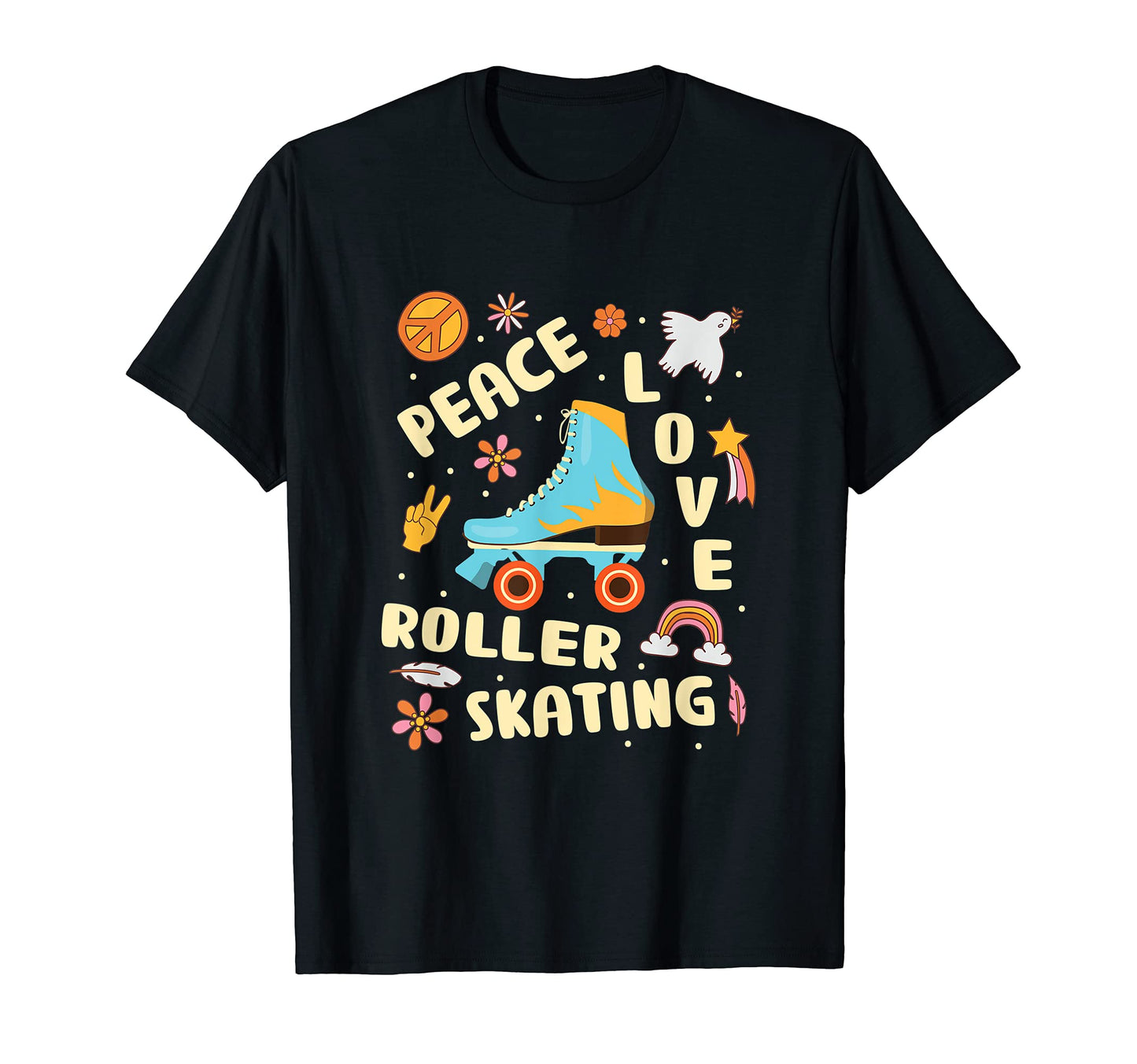 Peace Love Roller Skating Skate Rink T-Shirt - Minimalist Print Unisex - T-Shirt, Sweatshirt, Hoodie