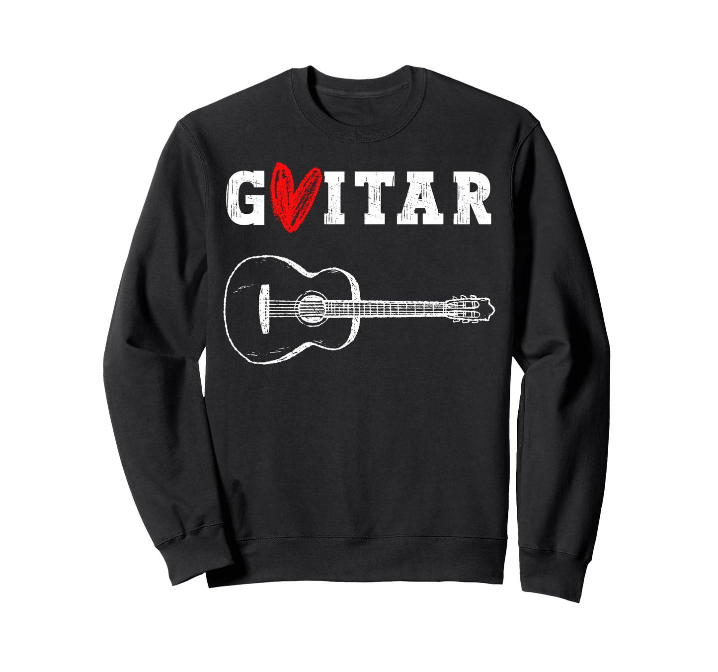 Grunge Guitar Lover Distressed Rock Sweatshirt - Custom Art Print Unisex - T-Shirt, Sweatshirt, Hoodie