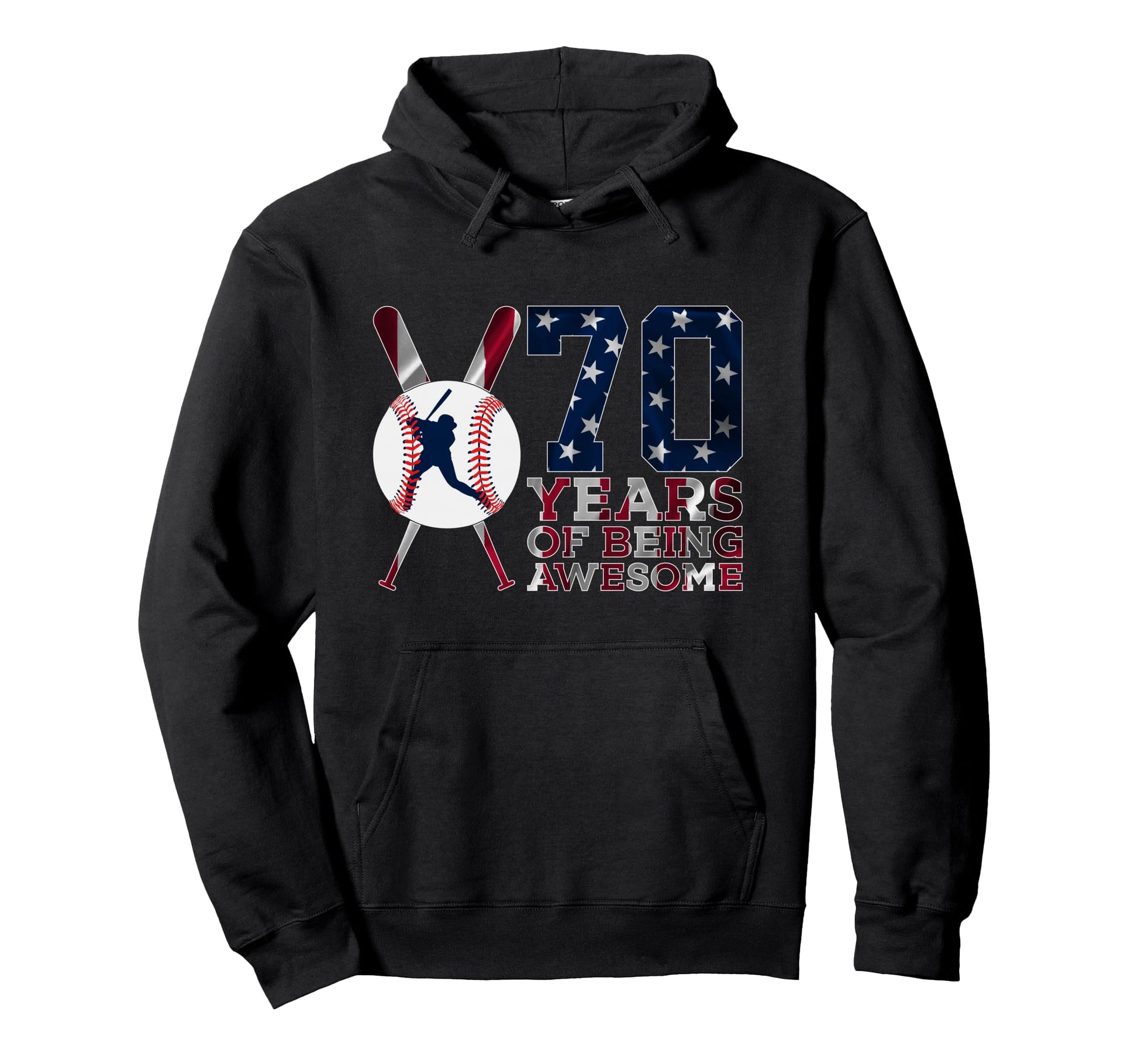 70 Years Being Awesome Baseball 70Th Hoodie - Trendy Graphic Men Women - T-Shirt, Sweatshirt, Hoodie