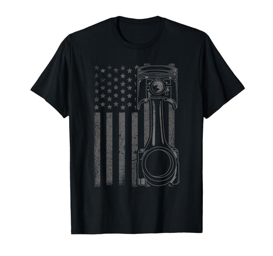 American Flag Piston Funny Muscle T-Shirt - Custom Art Print for Adults - T-Shirt, Sweatshirt, Hoodie