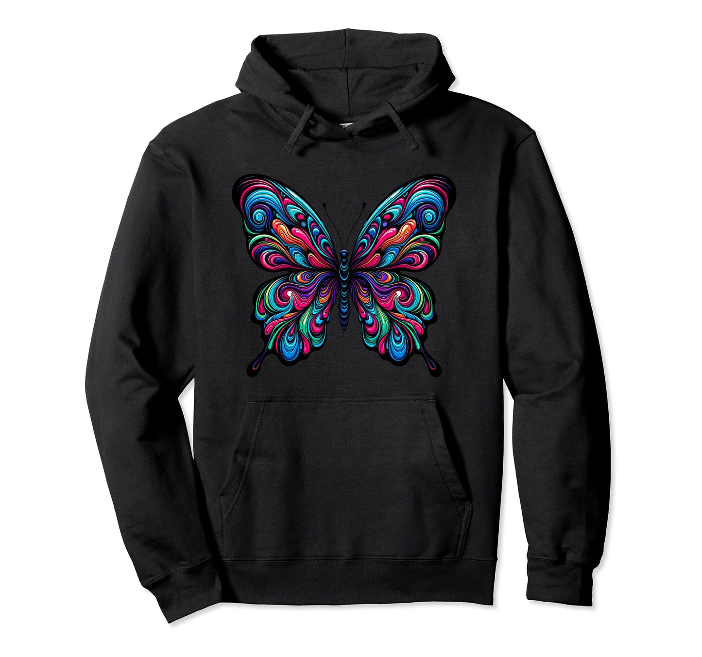 Vibrant Psychedelic Butterfly Color Hoodie - Streetwear Style Men Women - T-Shirt, Sweatshirt, Hoodie