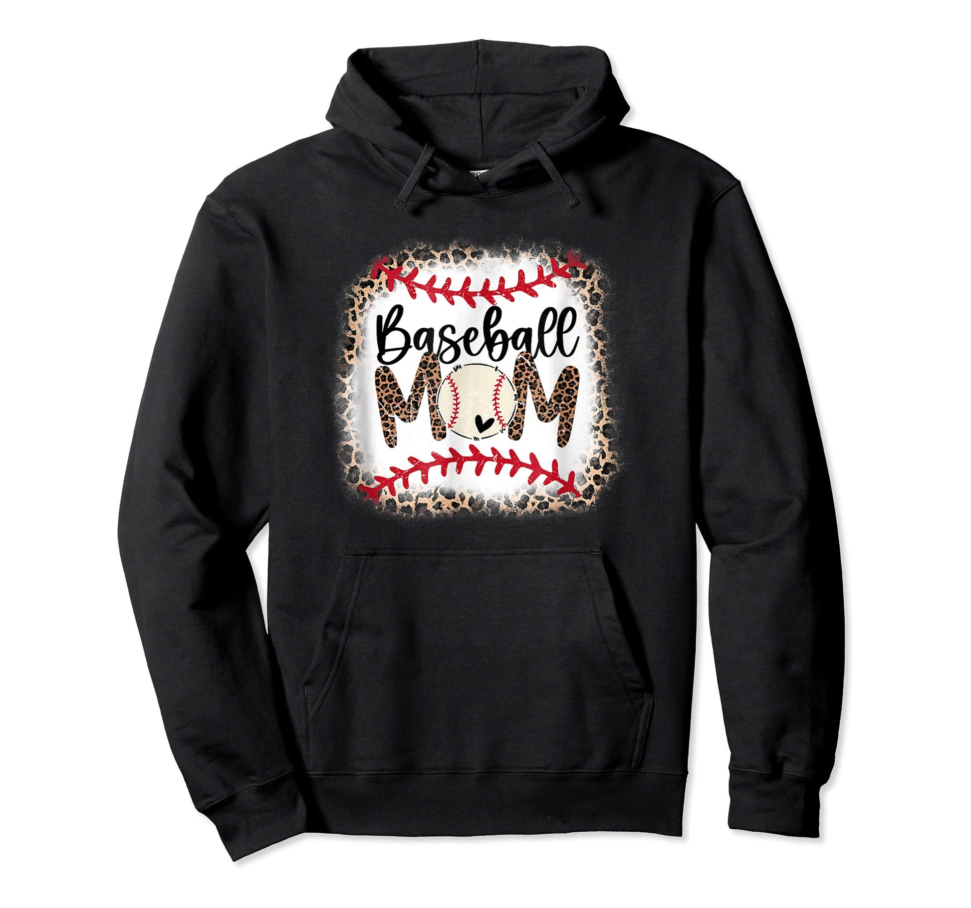 Baseball Mom Leopard Funny Softball Hoodie - Streetwear Style Men Women - T-Shirt, Sweatshirt, Hoodie