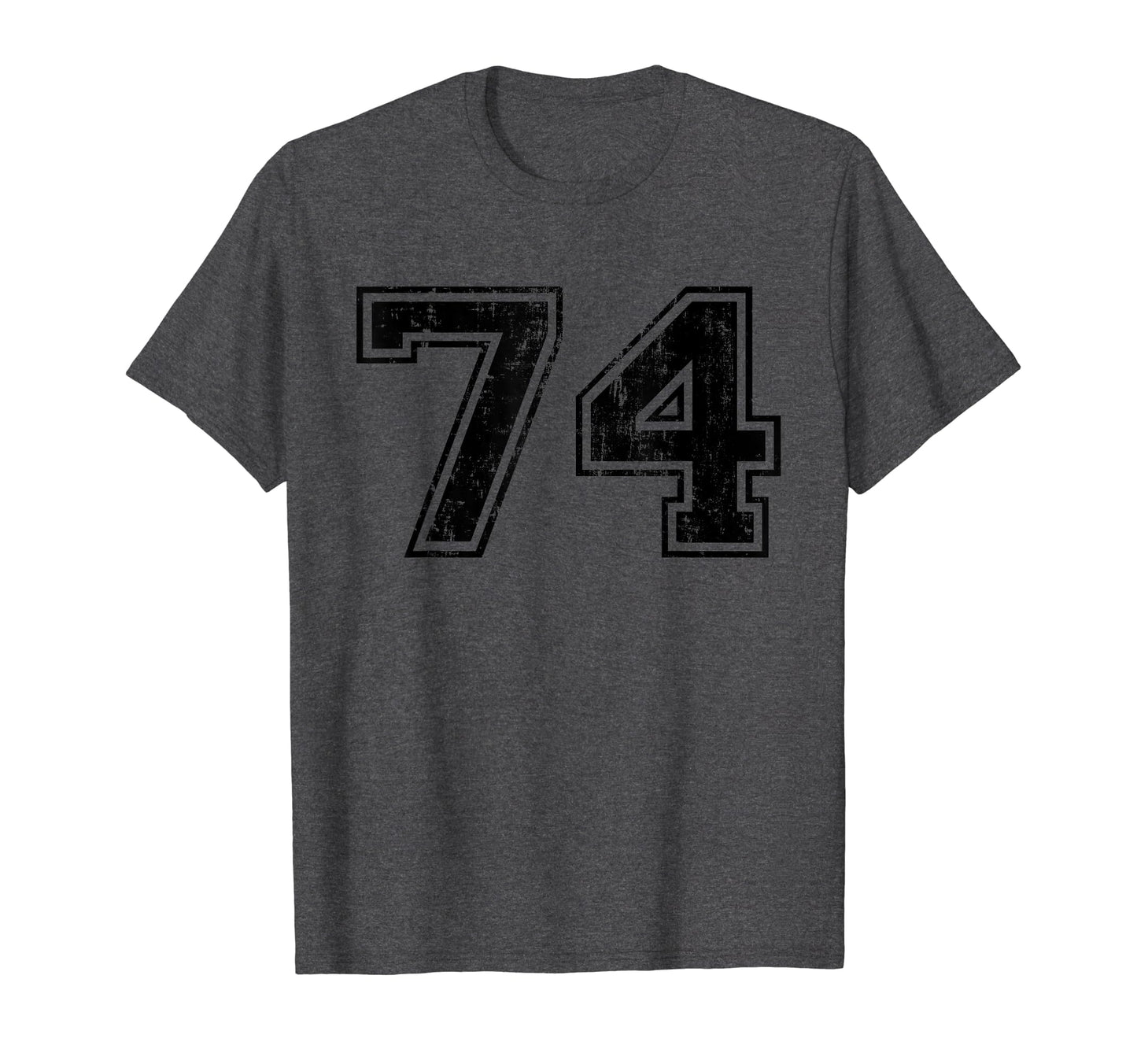 Number 74 Varsity Distressed Sport T-Shirt - Fun Novelty Design for Adults - T-Shirt, Sweatshirt, Hoodie