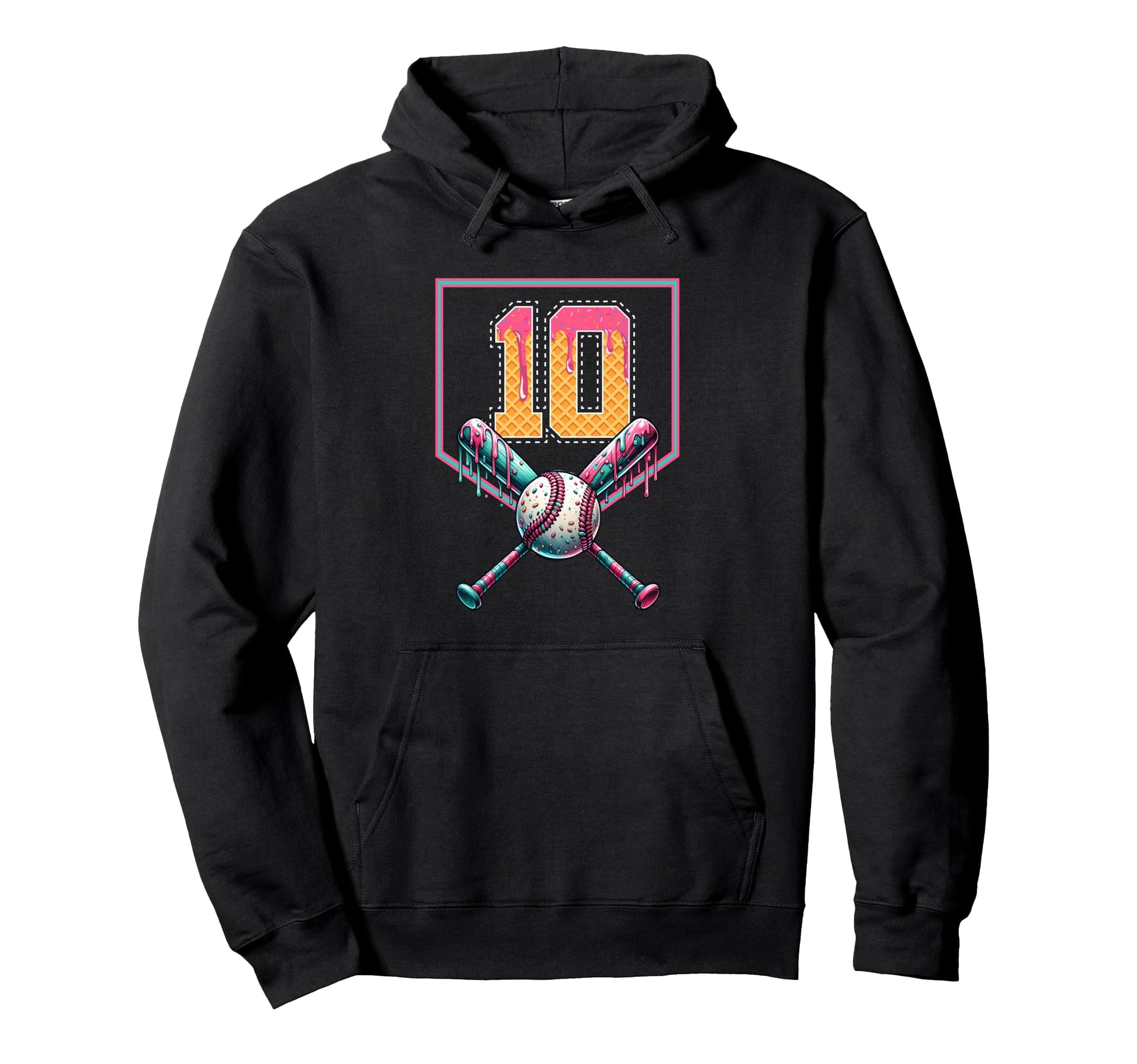 Baseball Drip Number 10 Player Or 10Th Hoodie - Graphic Print Men Women - T-Shirt, Sweatshirt, Hoodie