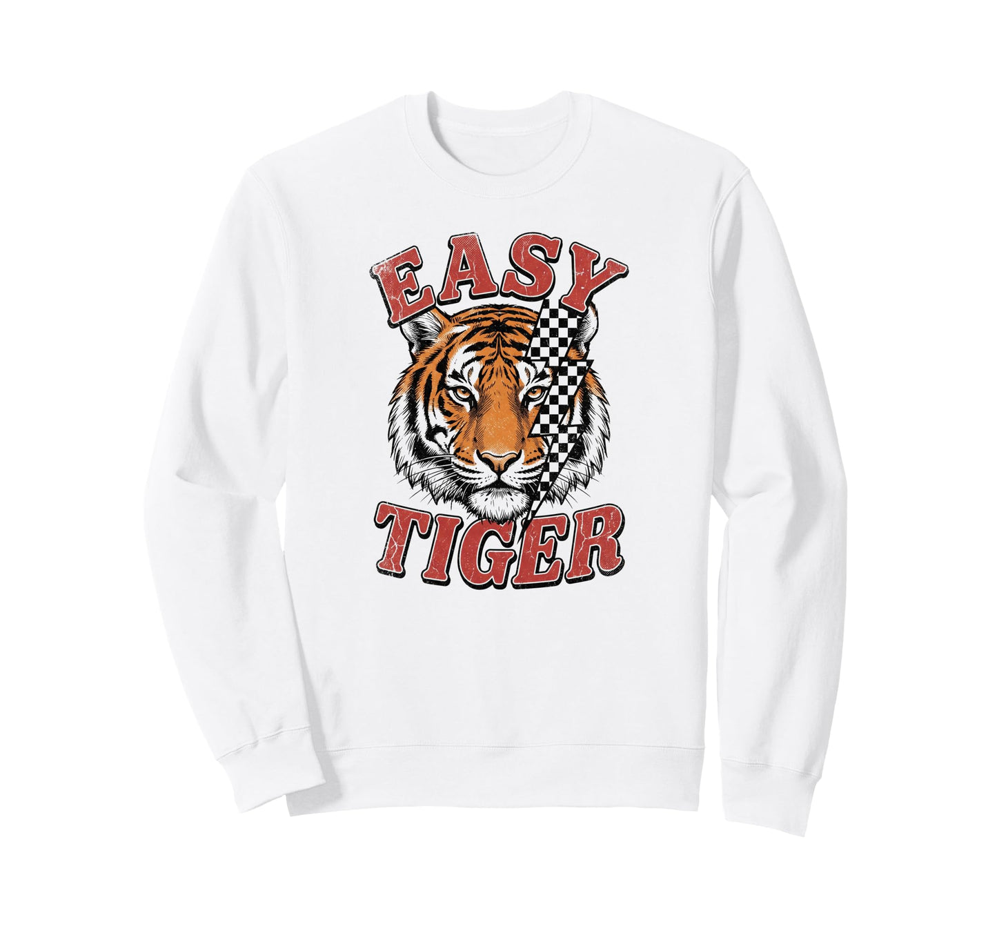 Easy Tiger Checkered Lightning Bolt Sweatshirt - Unique Graphic for Adults - T-Shirt, Sweatshirt, Hoodie
