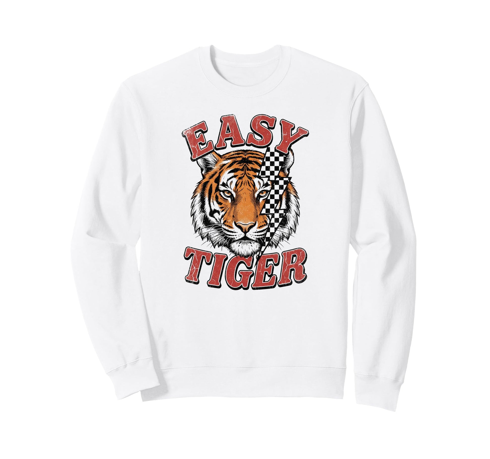 Easy Tiger Checkered Lightning Bolt Sweatshirt - Unique Graphic for Adults - T-Shirt, Sweatshirt, Hoodie