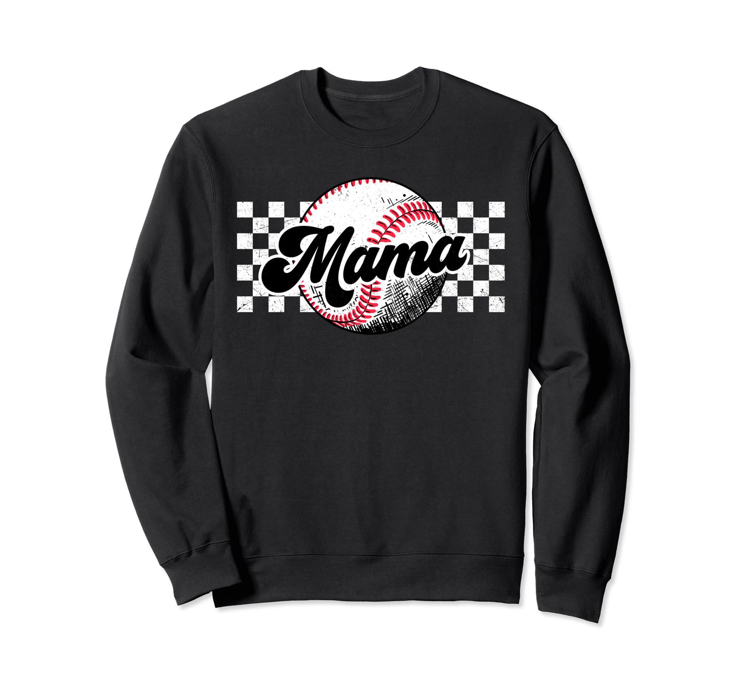 Baseball Mama T Ball Mom Checkered Sweatshirt - Streetwear Style Men Women - T-Shirt, Sweatshirt, Hoodie
