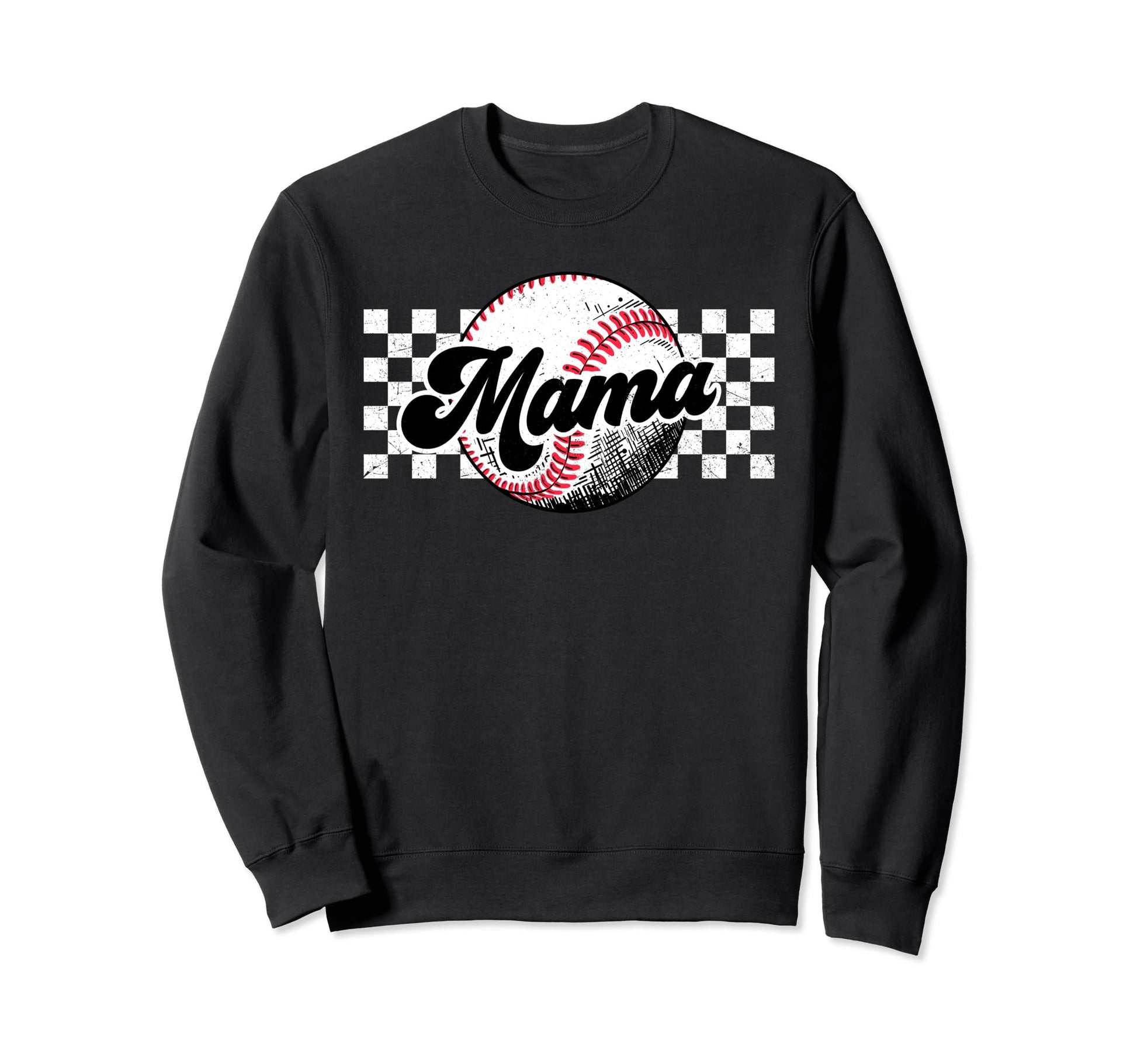 Baseball Mama T Ball Mom Checkered Sweatshirt - Streetwear Style Men Women - T-Shirt, Sweatshirt, Hoodie