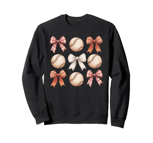 Baseball Coquette Bow Mom Sister Sweatshirt - Fun Novelty Design for Adults - T-Shirt, Sweatshirt, Hoodie
