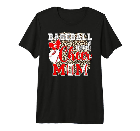 Baseball And Cheer Mom Leopard Cheerleading T-Shirt - Graphic Print Unisex - T-Shirt, Sweatshirt, Hoodie