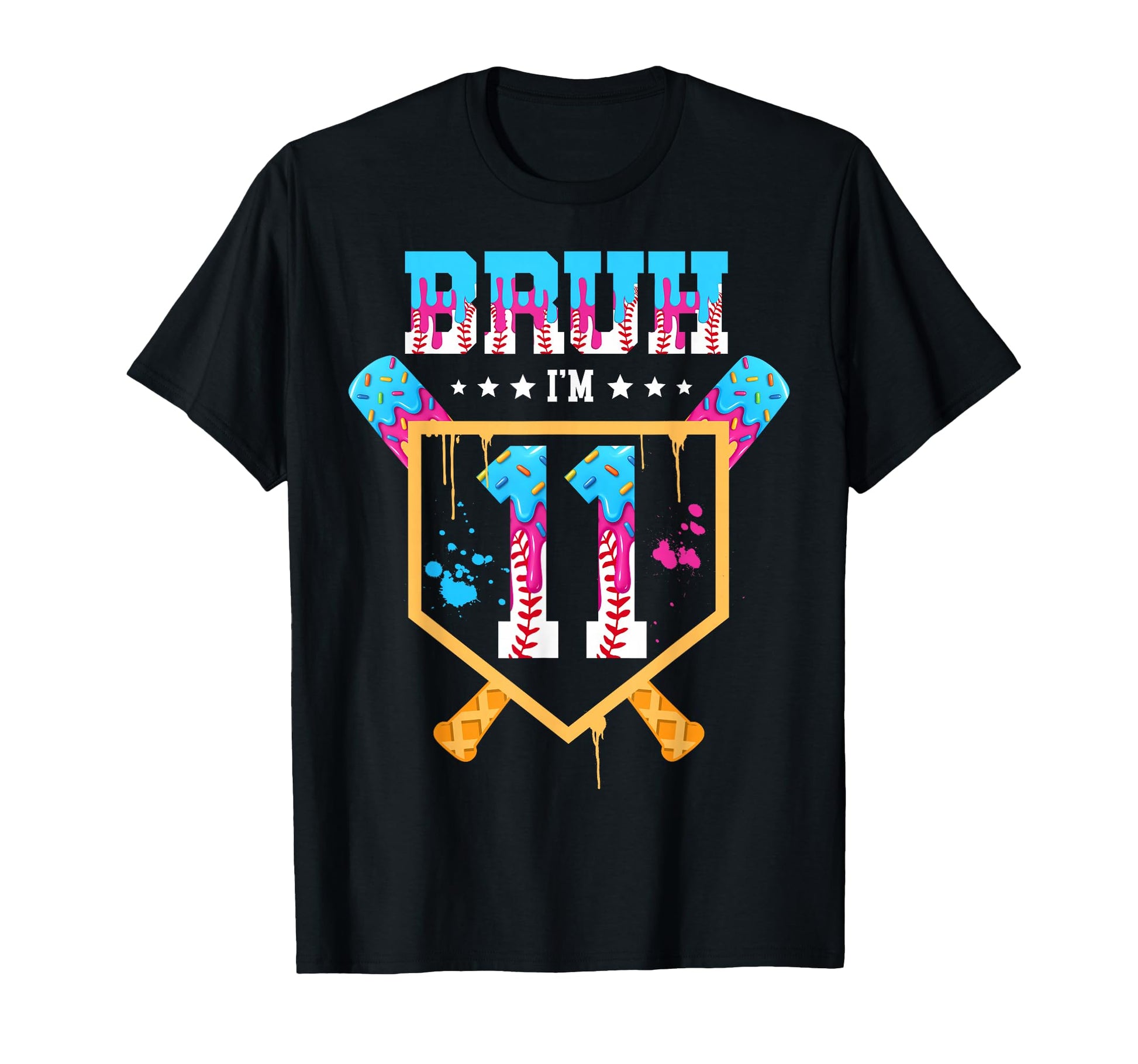 Baseball 11 Year Old Ice Cream Drip 11Th T-Shirt - Unique Graphic Unisex - T-Shirt, Sweatshirt, Hoodie