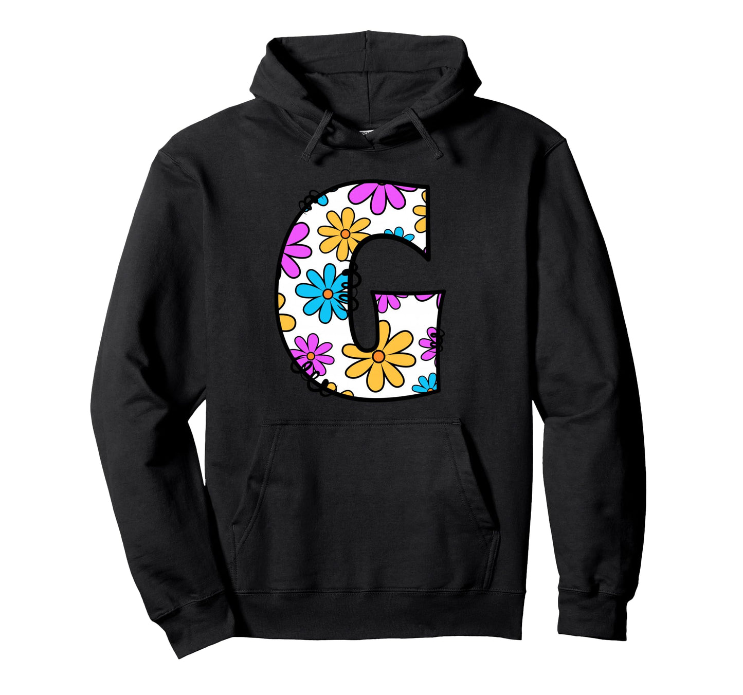 Letter G Daisy Floral Alphabet Hoodie - Novelty Apparel for Adults - T-Shirt, Sweatshirt, Hoodie