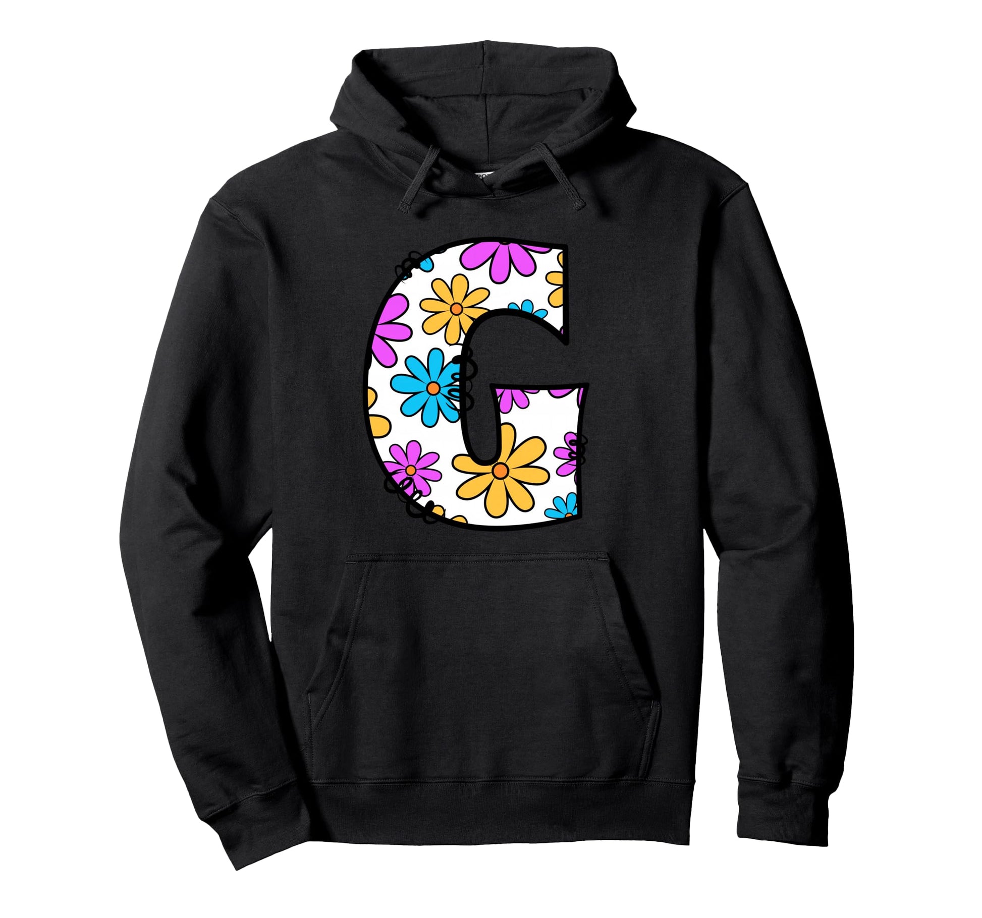 Letter G Daisy Floral Alphabet Hoodie - Novelty Apparel for Adults - T-Shirt, Sweatshirt, Hoodie