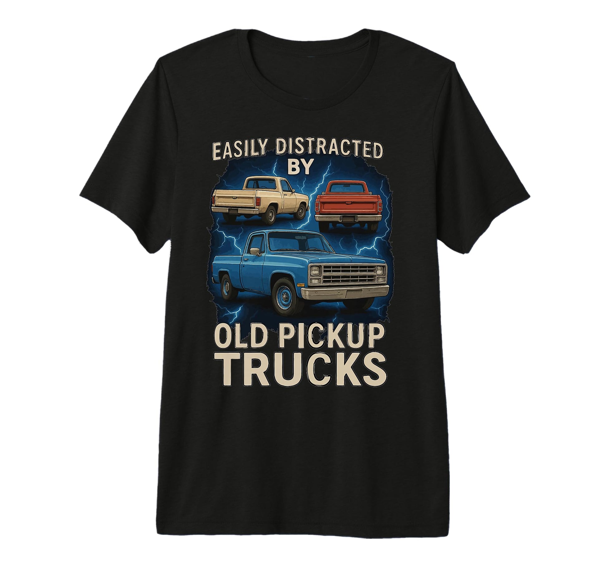 Easily Distracted Old Pickup Trucks T-Shirt - Custom Art Print for Adults - T-Shirt, Sweatshirt, Hoodie