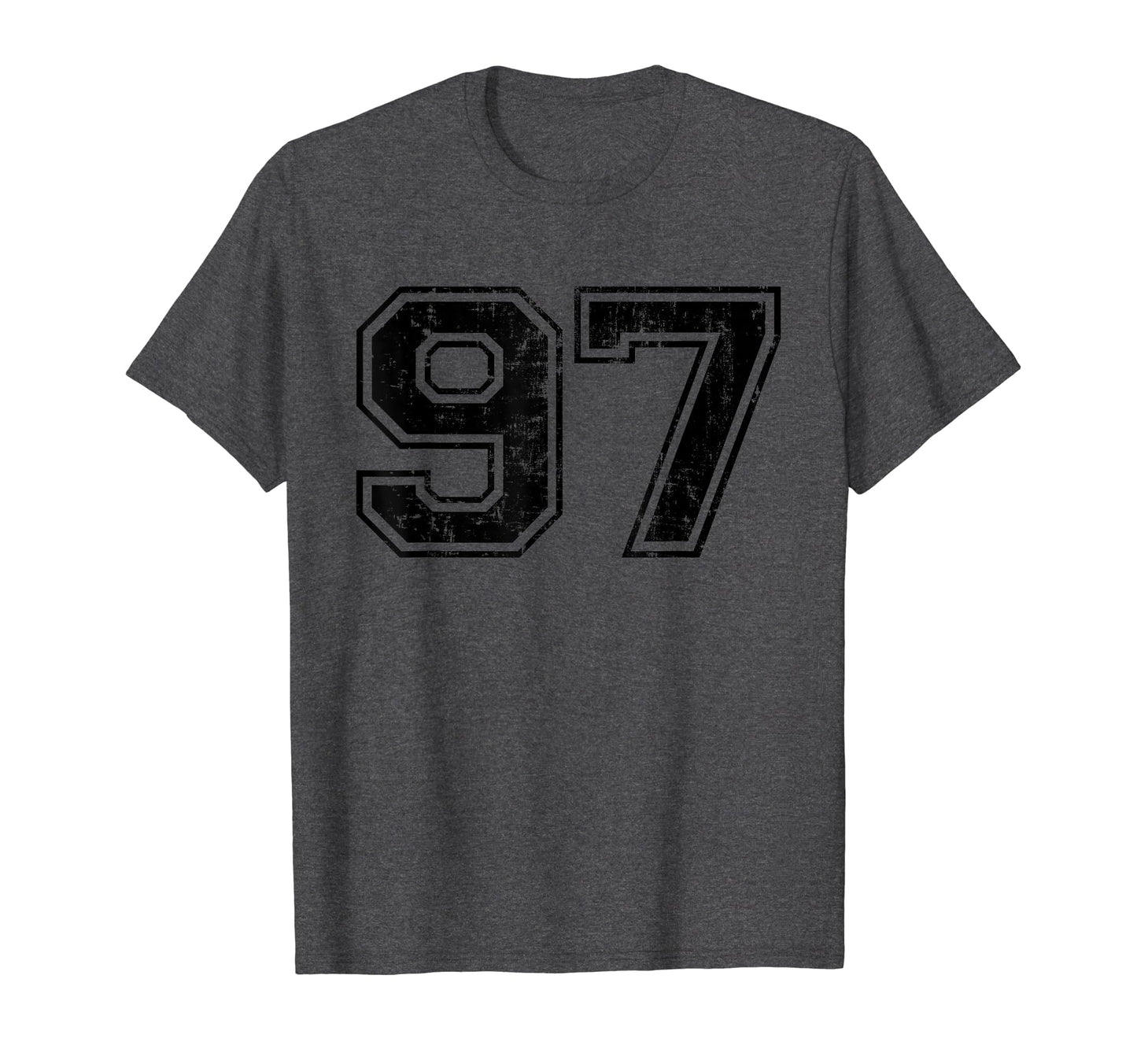 Number 97 Varsity Distressed Sport Team T-Shirt - Graphic Print Unisex - T-Shirt, Sweatshirt, Hoodie