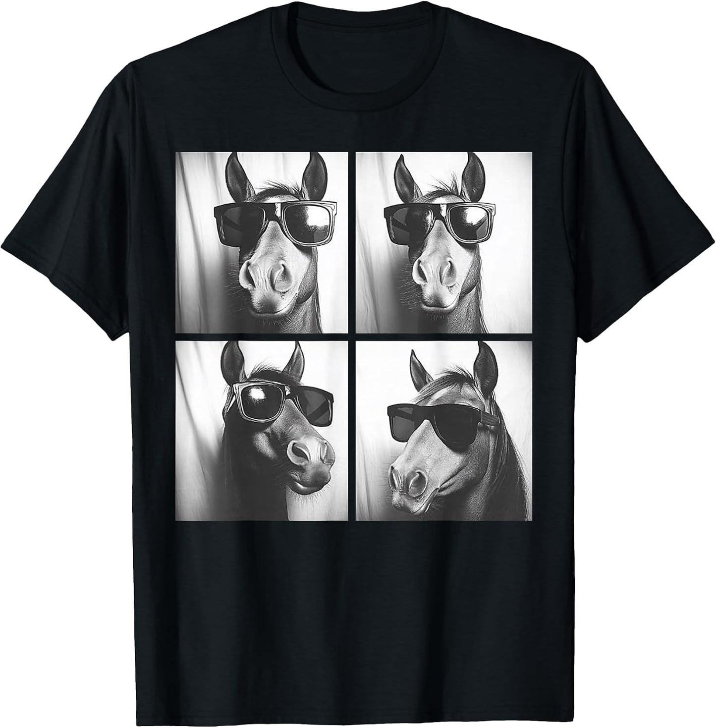 Funny Horse Wearing Sunglasses Photobooth Selfie Farm - Adult & Kids T-Shirts, Sweatshirts & Hoodies apparel design preview 1