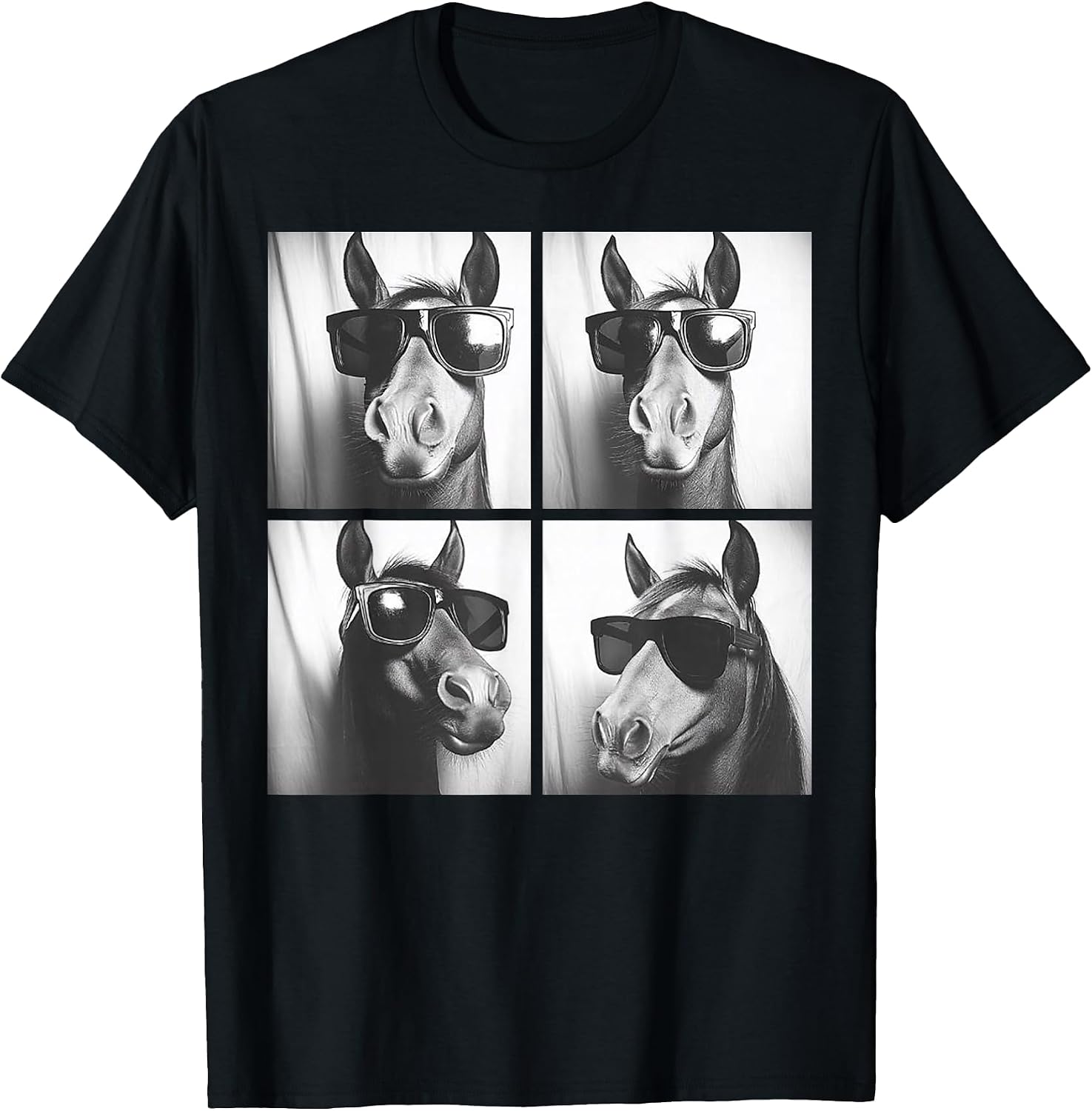 Funny Horse Wearing Sunglasses Photobooth Selfie Farm - Adult & Kids T-Shirts, Sweatshirts & Hoodies apparel design preview 1