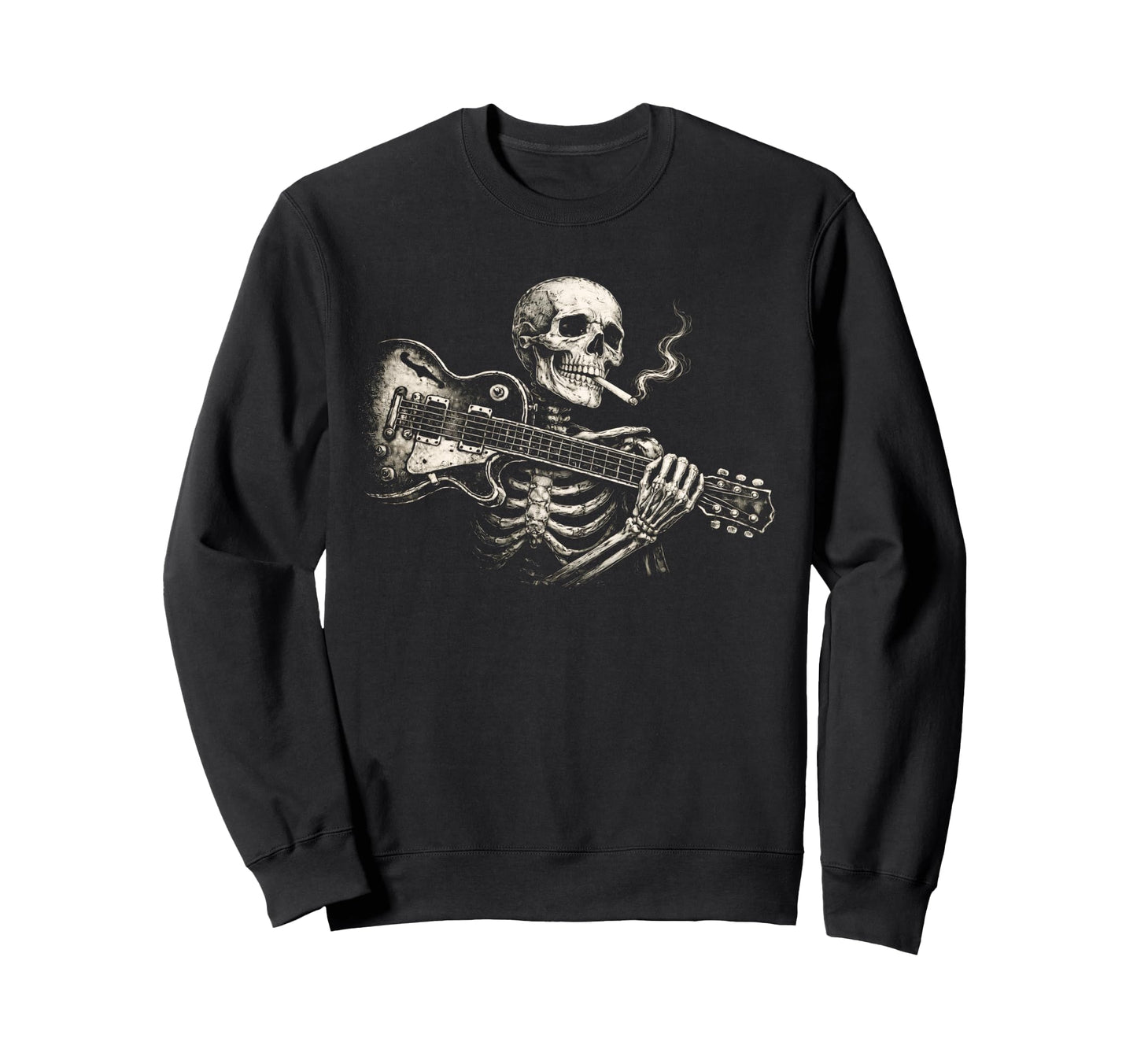 Funny Skeleton Smoking Playing Sweatshirt - Casual Everyday Wear Unisex - T-Shirt, Sweatshirt, Hoodie