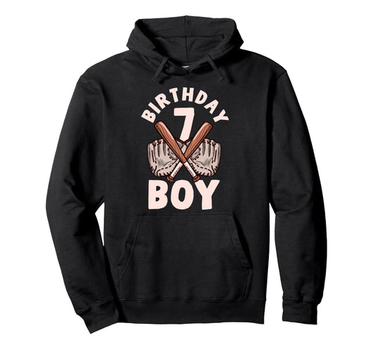 7Th Birthday 7 Baseball Themed Hoodie - Minimalist Print for Adults - T-Shirt, Sweatshirt, Hoodie