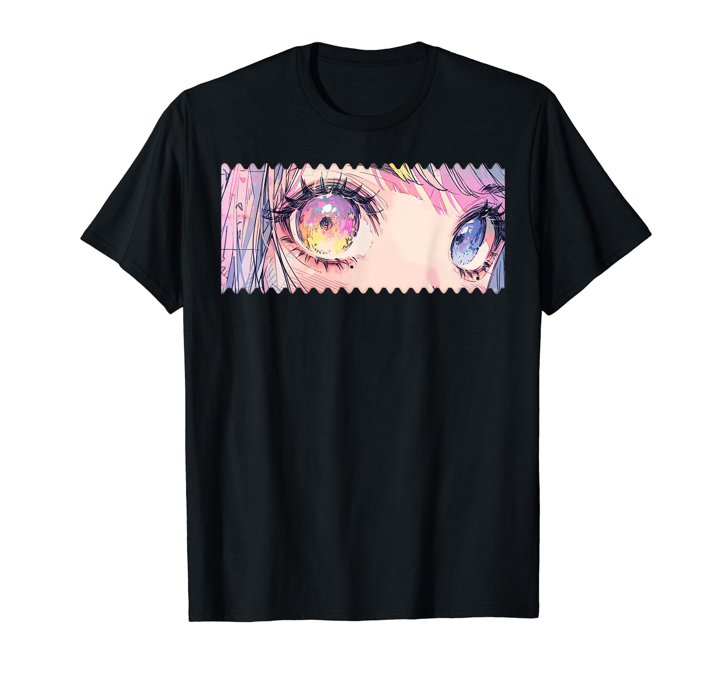 Kawaii Anime Eyes Y2K 90S Pastel T-Shirt - Minimalist Print for Adults - T-Shirt, Sweatshirt, Hoodie