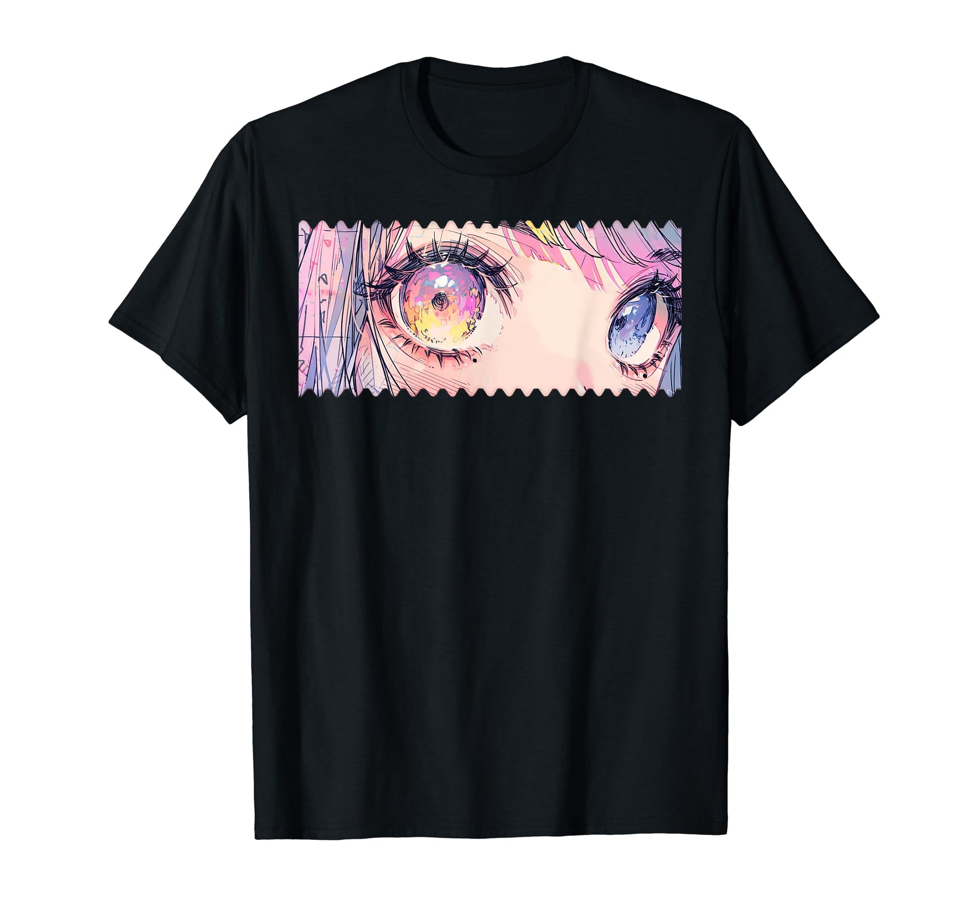 Kawaii Anime Eyes Y2K 90S Pastel T-Shirt - Minimalist Print for Adults - T-Shirt, Sweatshirt, Hoodie
