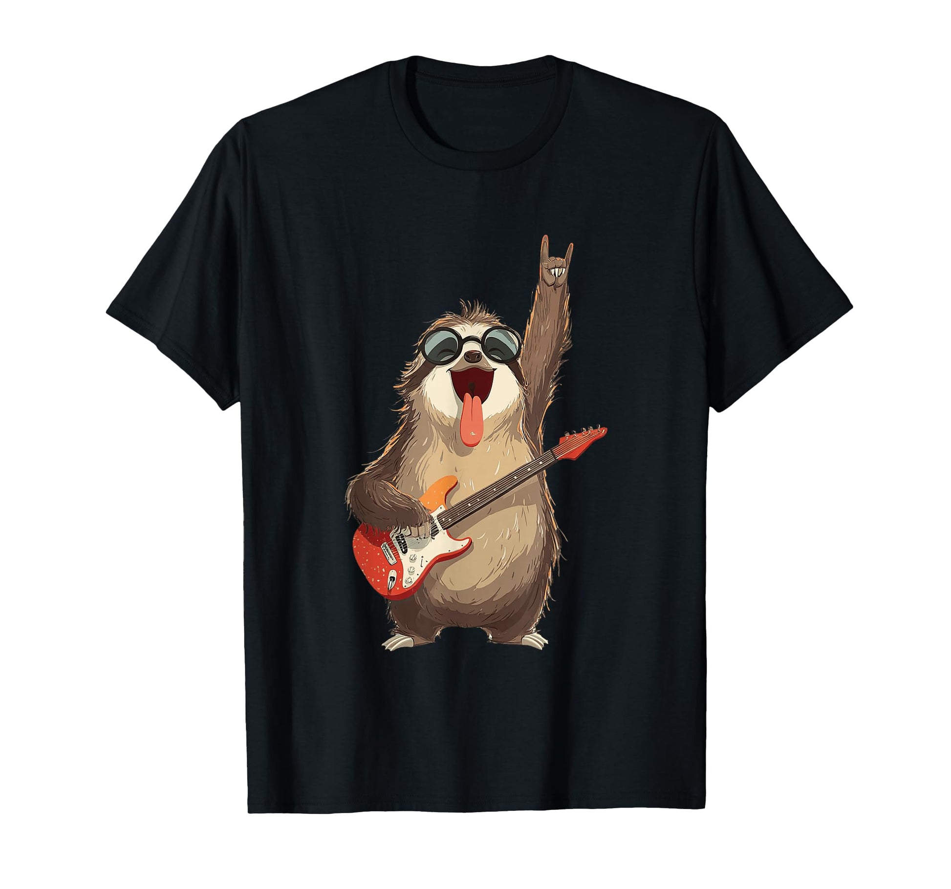 Funny Sloth Guitarist Rock Music T-Shirt - Custom Art Print Men Women - T-Shirt, Sweatshirt, Hoodie