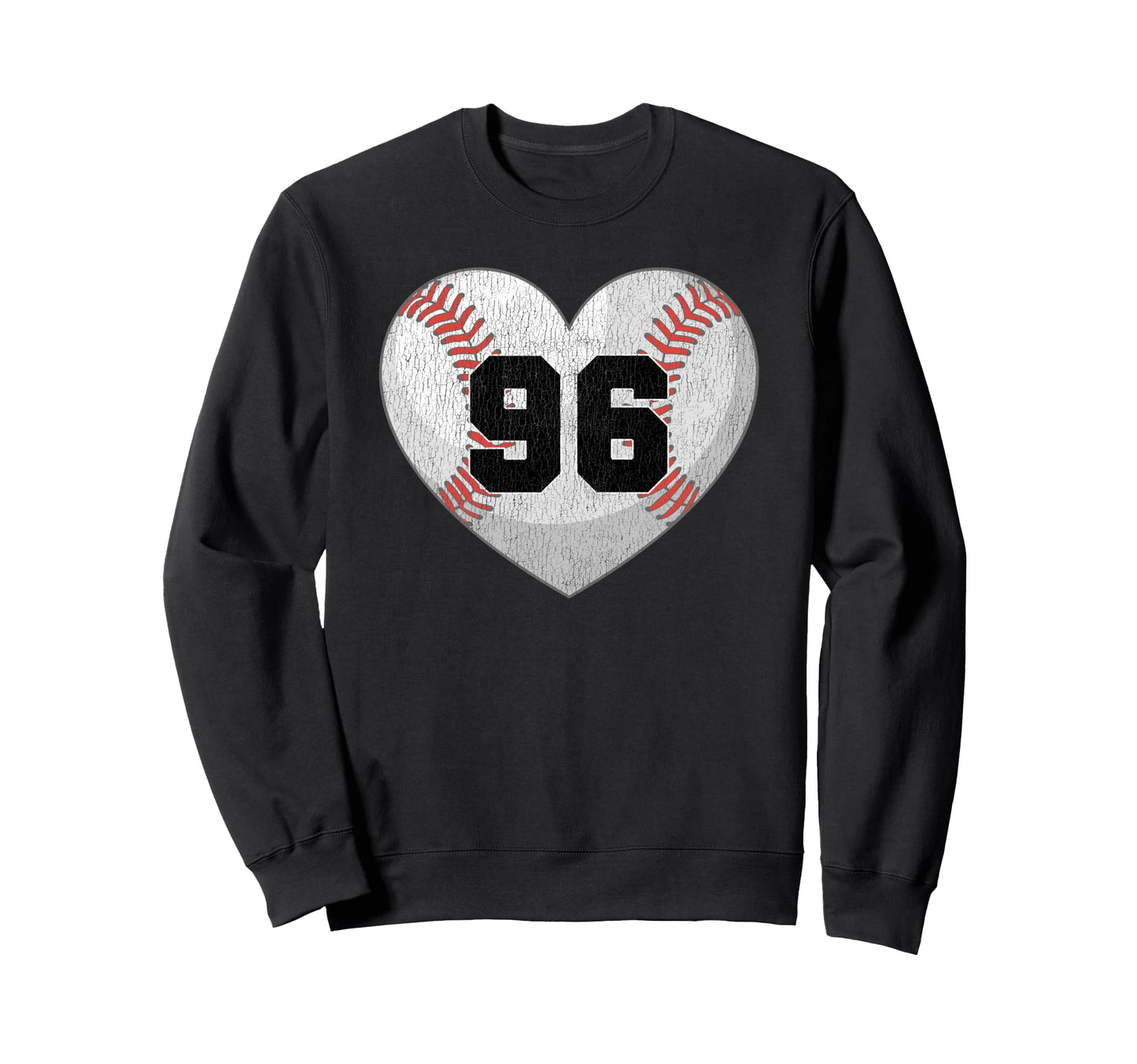 Baseball Number 96 Distressed Heart Sweatshirt - Graphic Print for Adults - T-Shirt, Sweatshirt, Hoodie