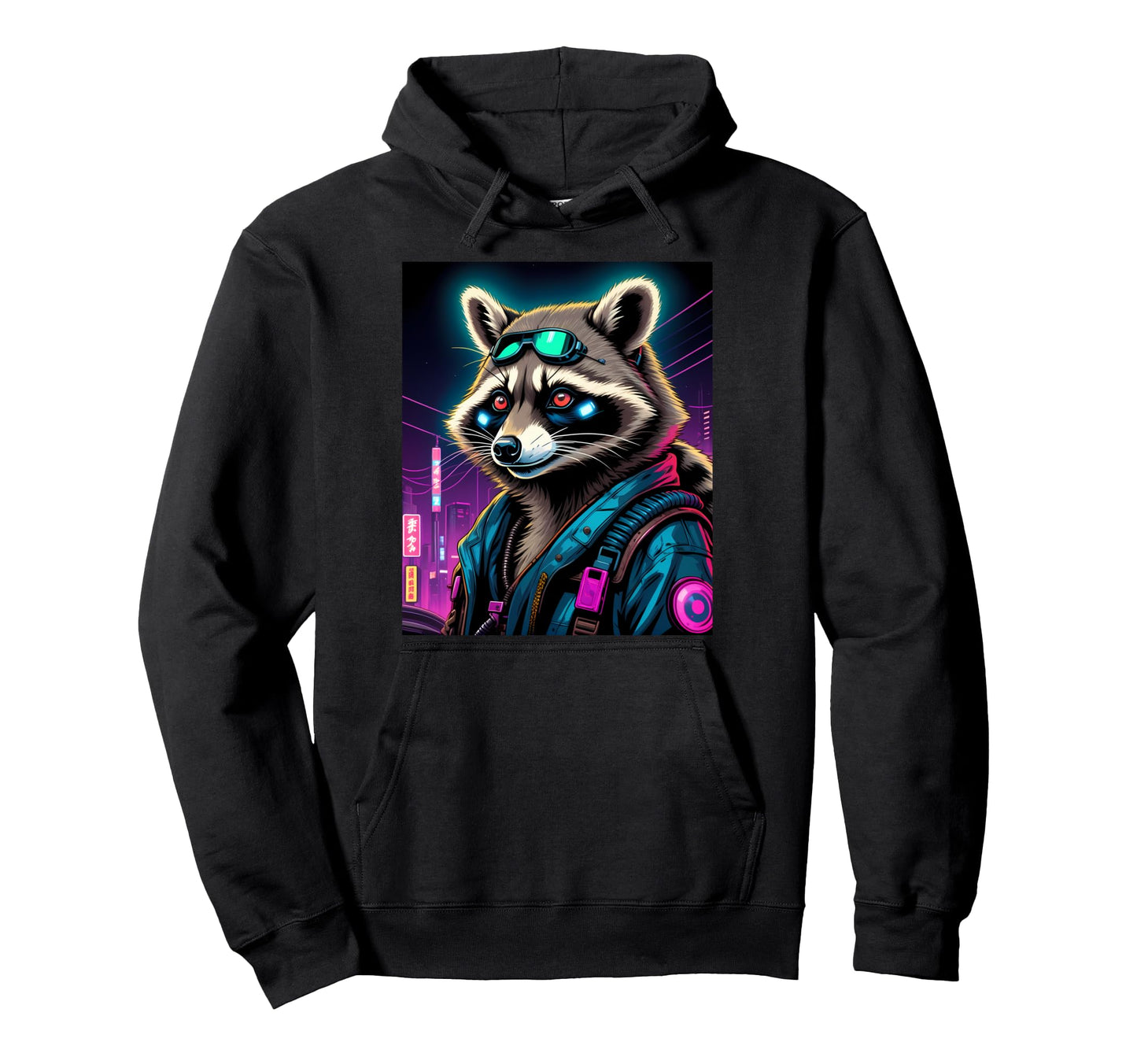 Japanese Vaporwave Raccoon 80S Synthwave Hoodie - Minimalist Print Unisex - T-Shirt, Sweatshirt, Hoodie