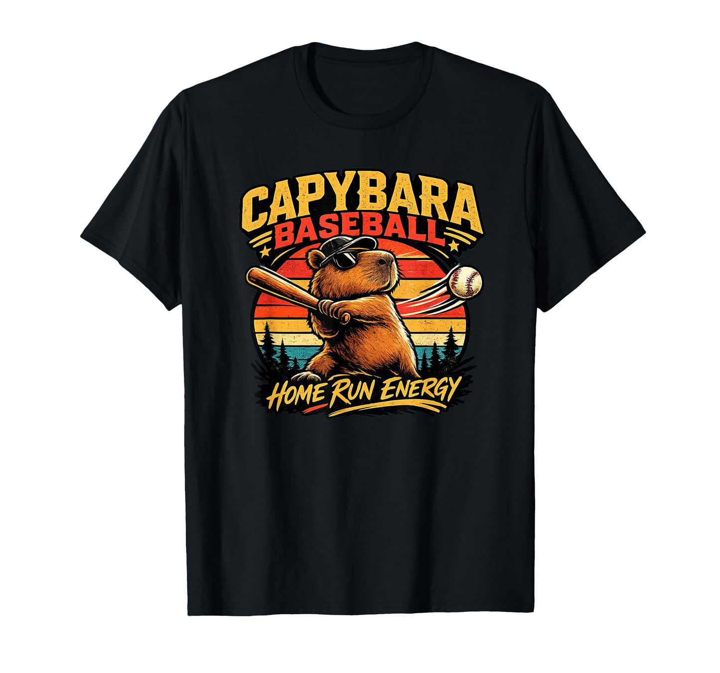 Capybara Baseball Home Run Energy T-Shirt - Fun Novelty Design Men Women - T-Shirt, Sweatshirt, Hoodie