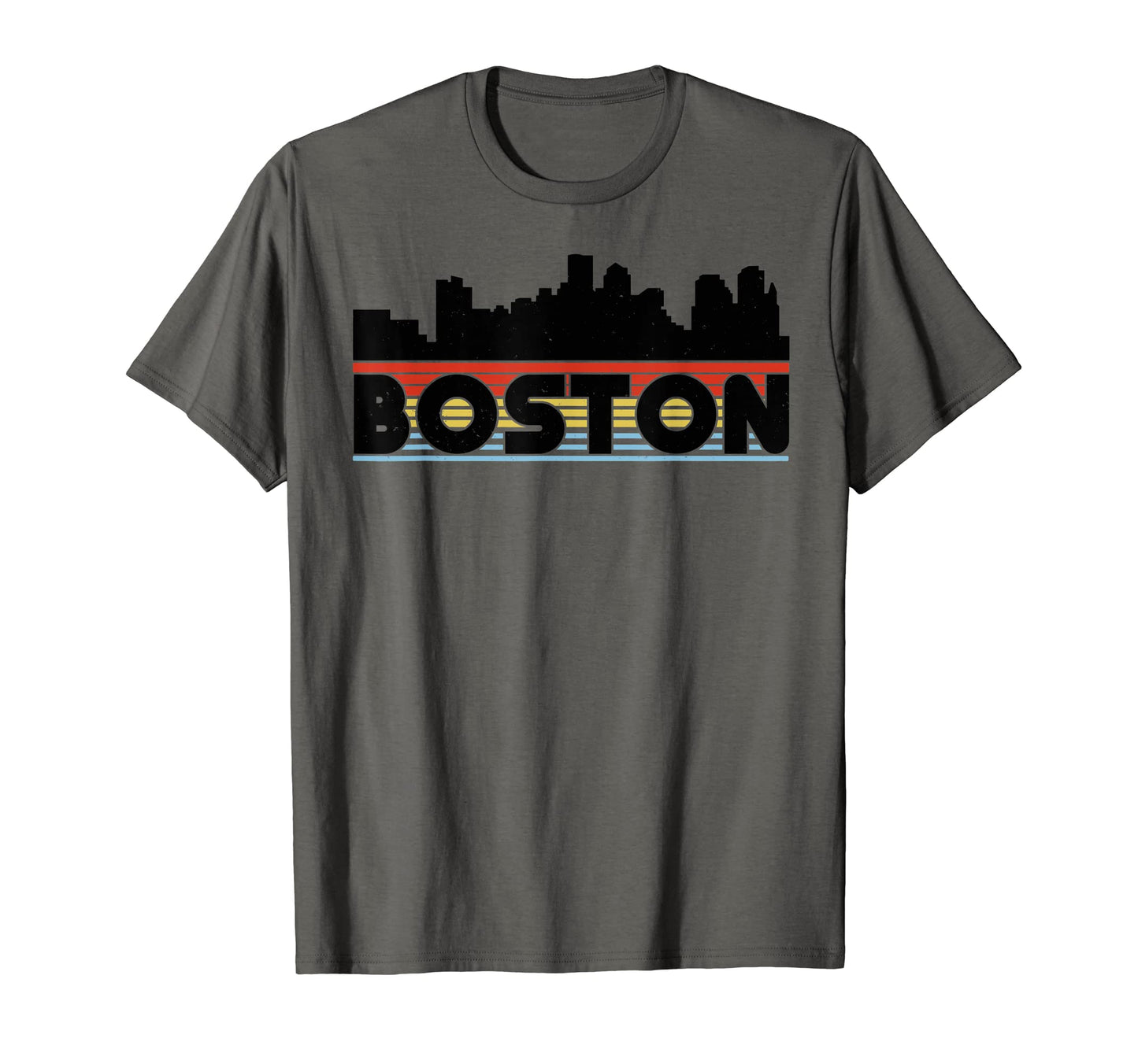 Boston Rainbow Striped City T-Shirt - Custom Art Print Unisex - T-Shirt, Sweatshirt, Hoodie