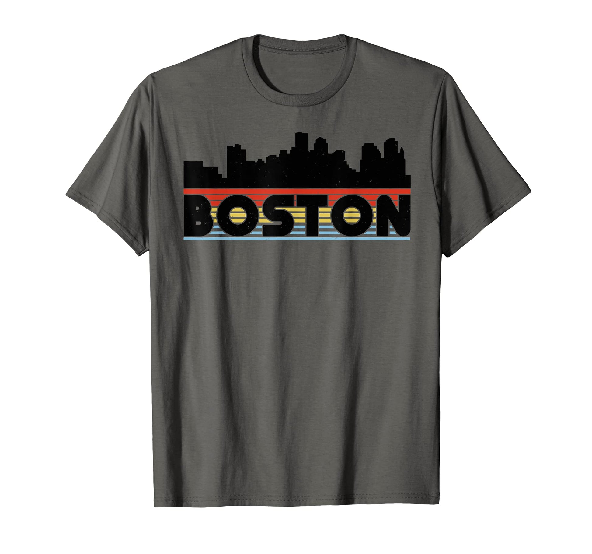 Boston Rainbow Striped City T-Shirt - Custom Art Print Unisex - T-Shirt, Sweatshirt, Hoodie